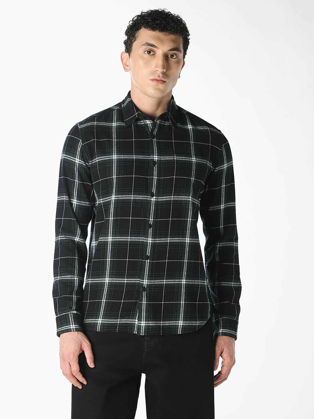 Green Check Print Shirt