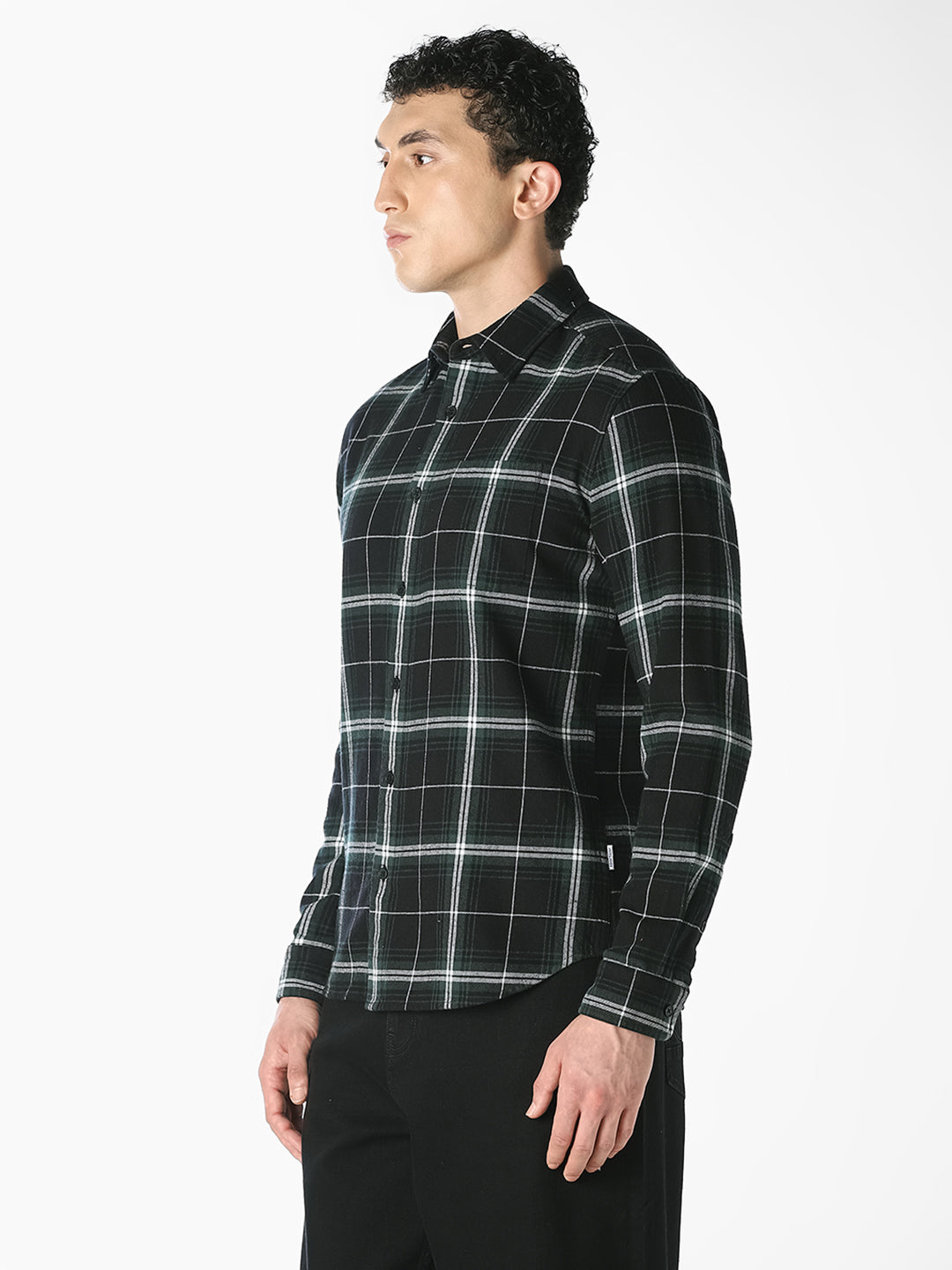 Green Check Print Shirt