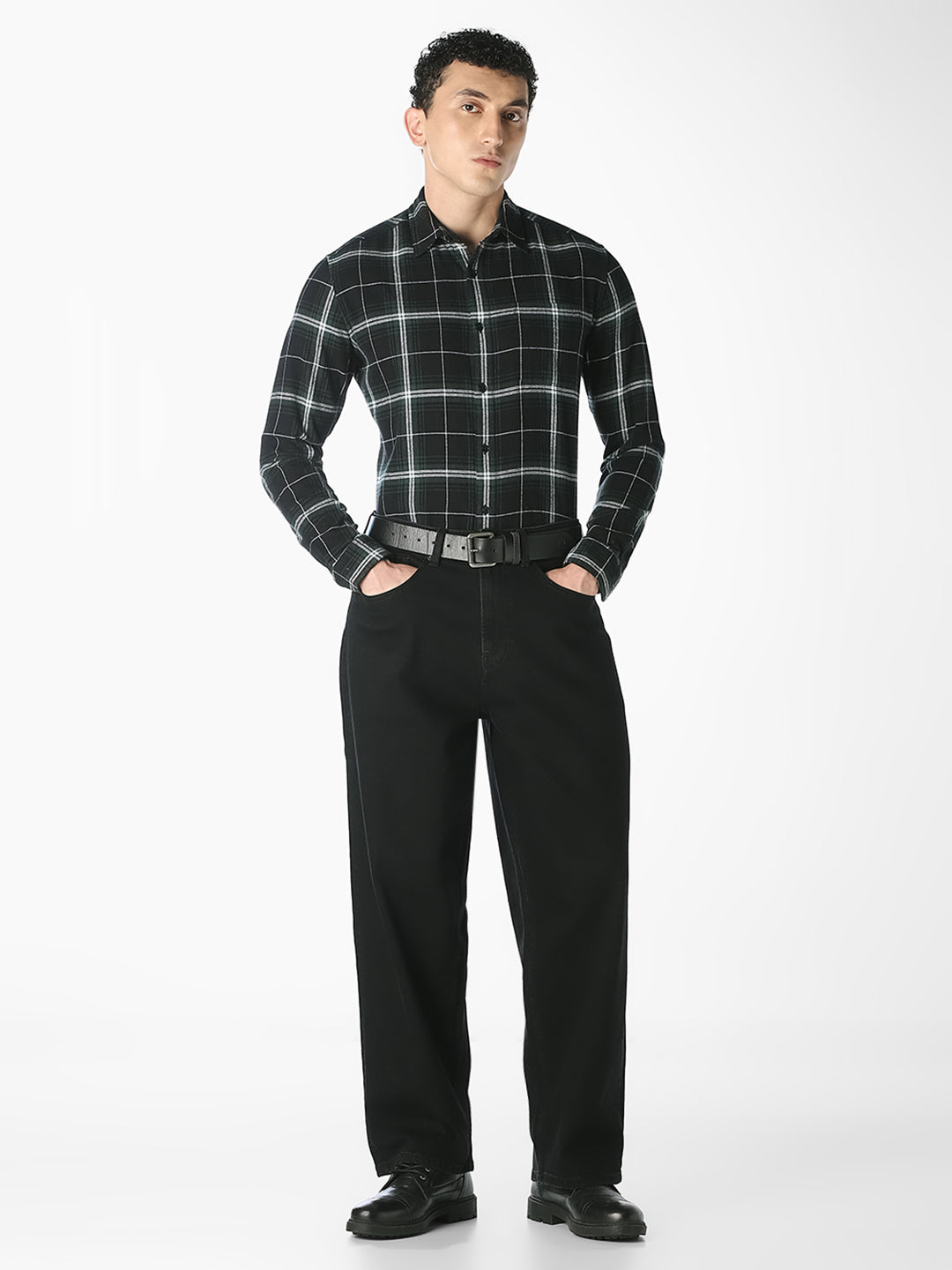 Green Check Print Shirt
