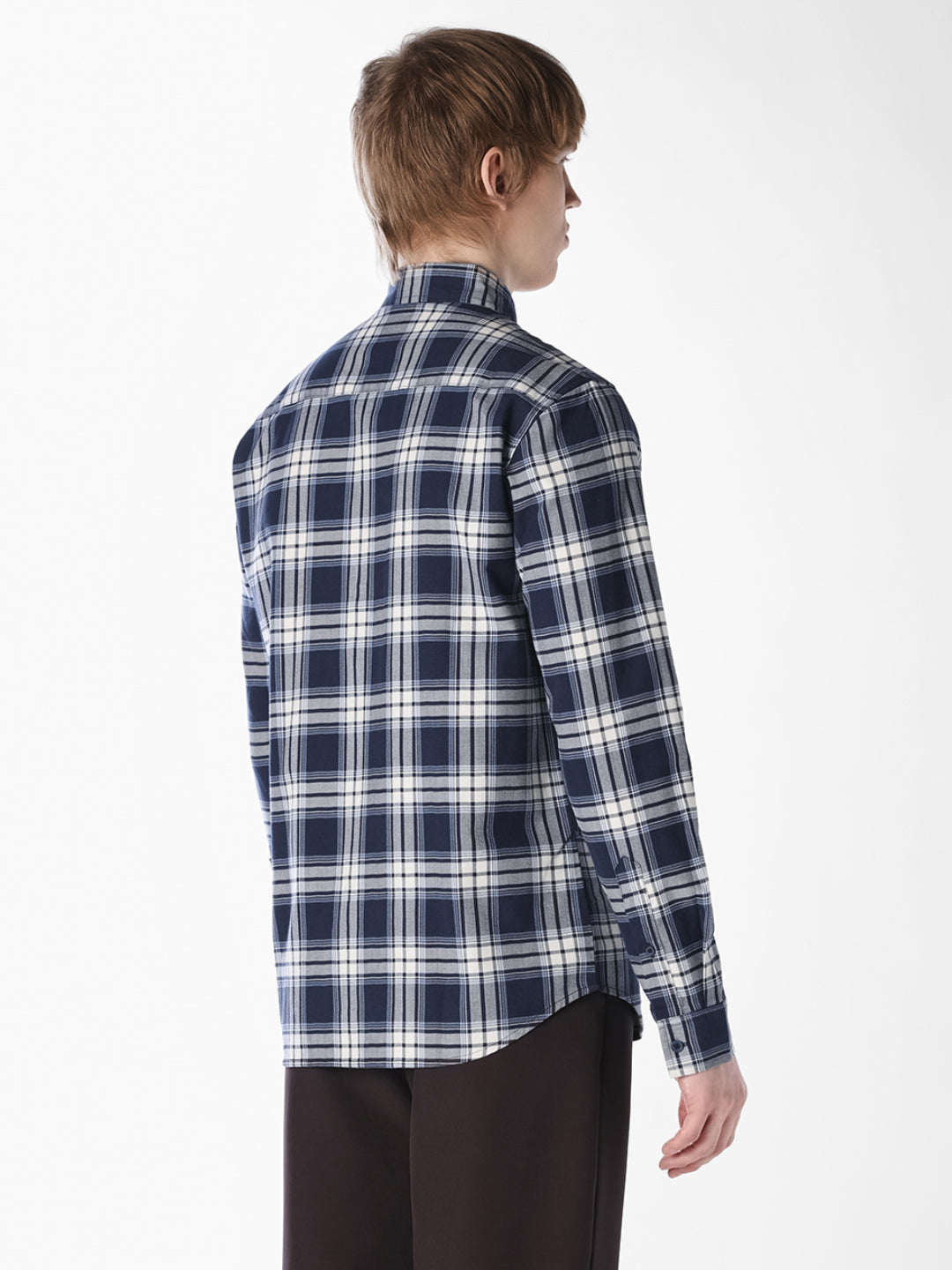 Navy Check Cotton Shirt