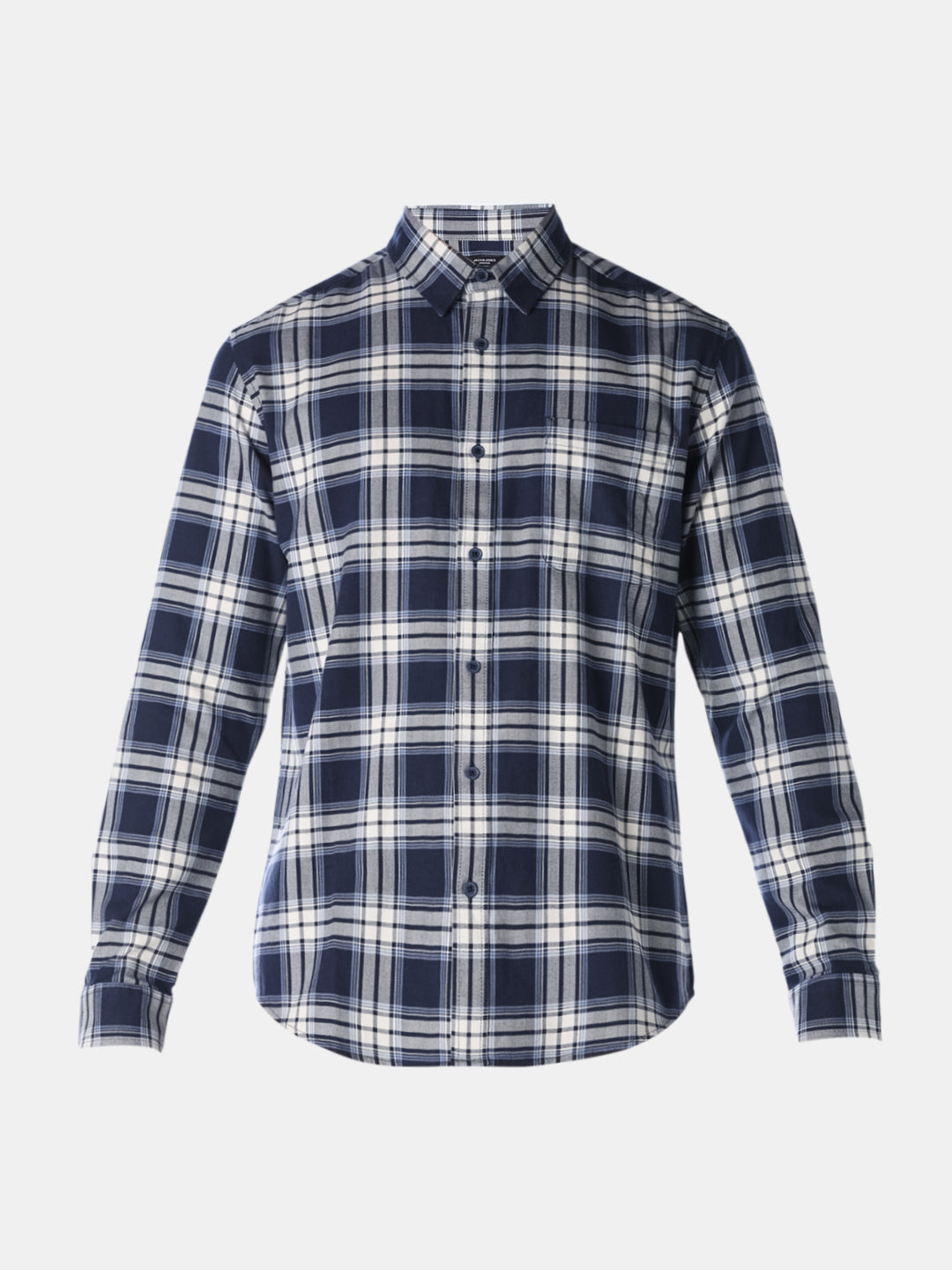 Navy Check Cotton Shirt