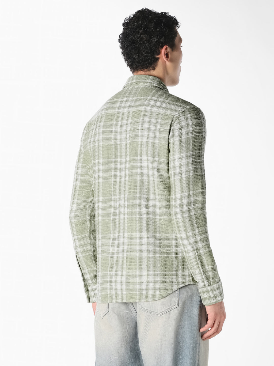 Light Green Check Print Shirt