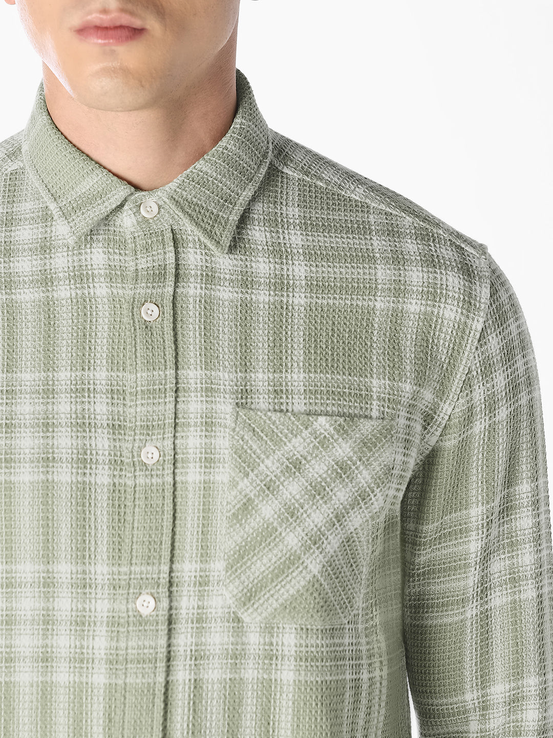Light Green Check Print Shirt