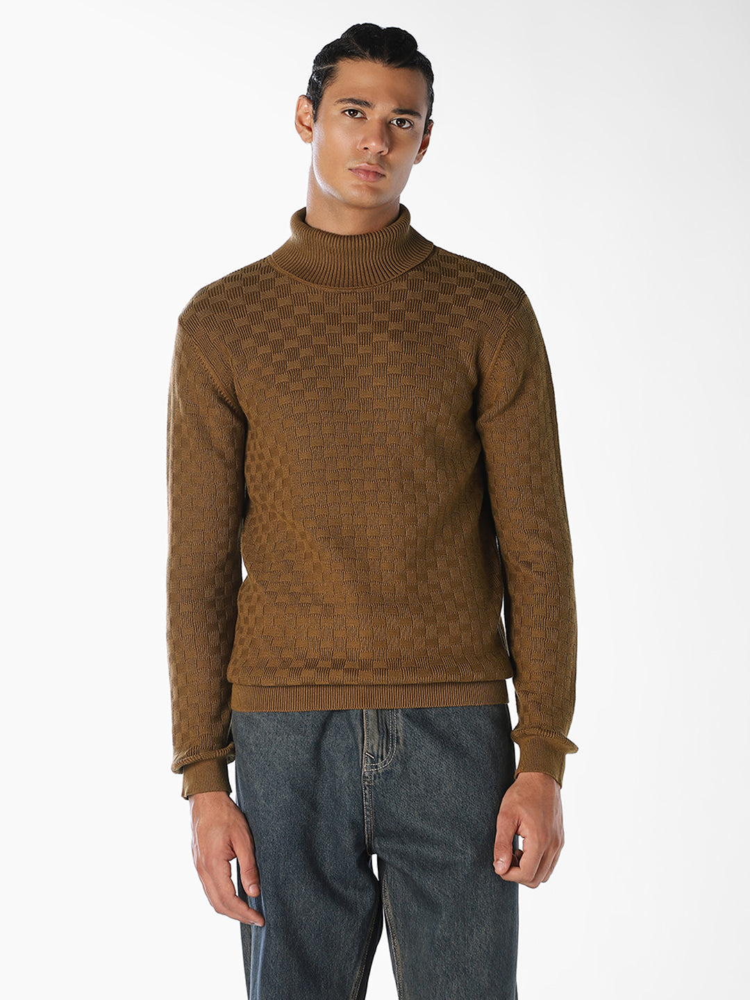 Textured high-neck Pullover