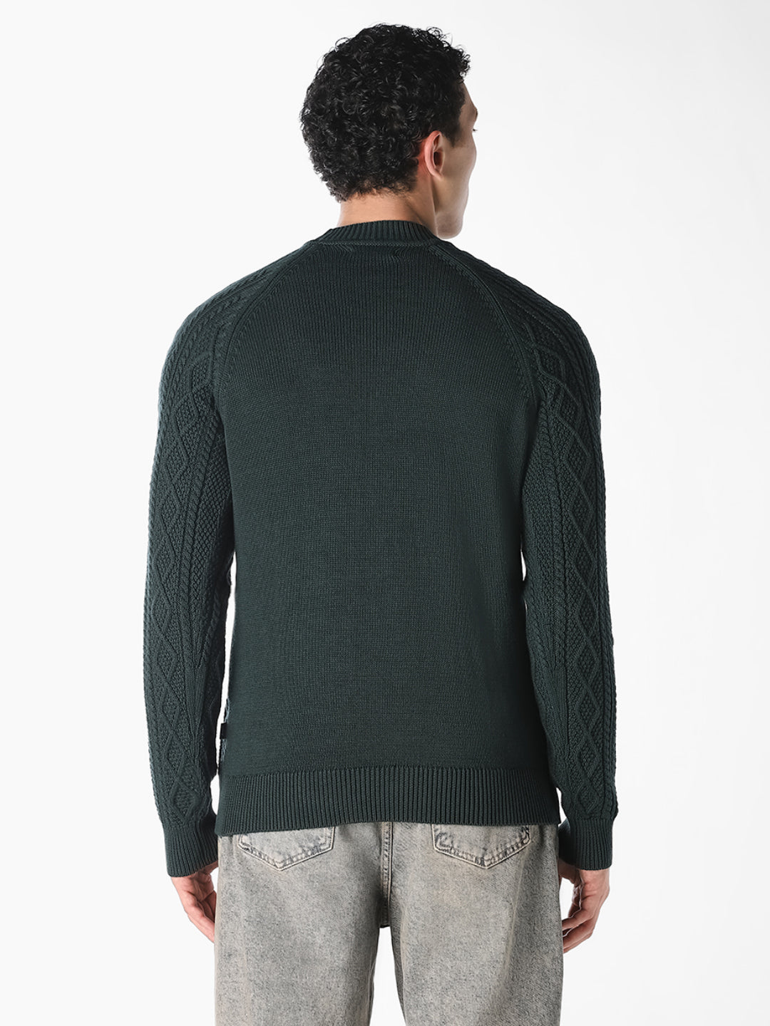 Dark Green Cable Knit Pullover