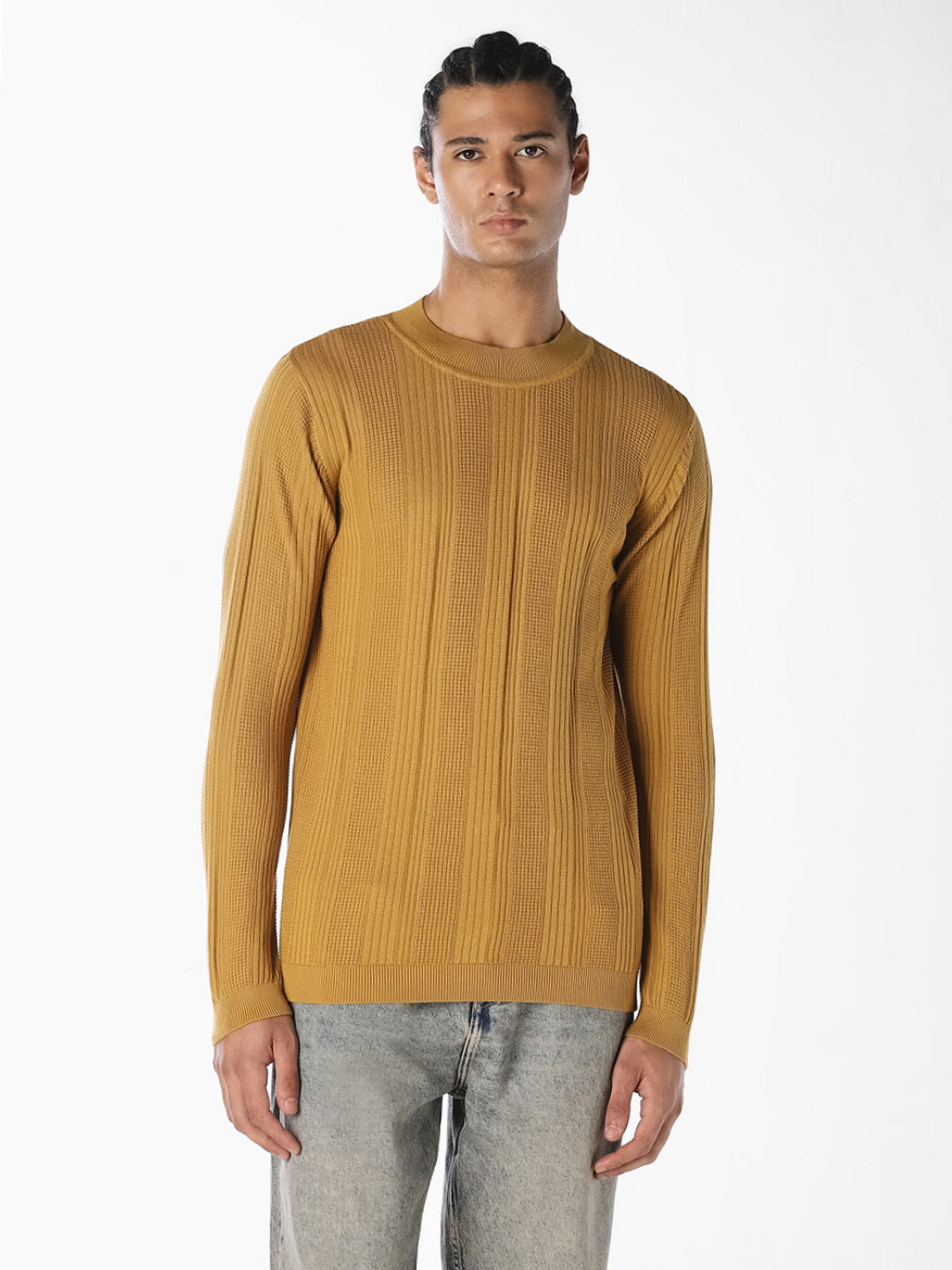 Mustard Ribbed Knit Pullover