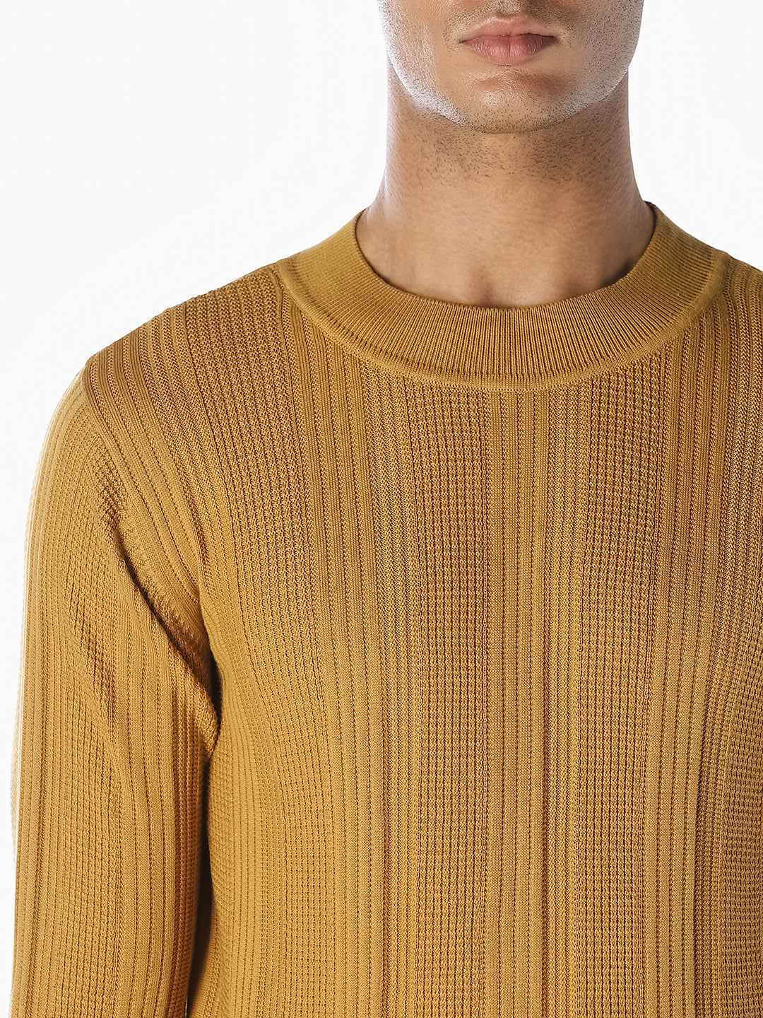 Mustard Ribbed Knit Pullover