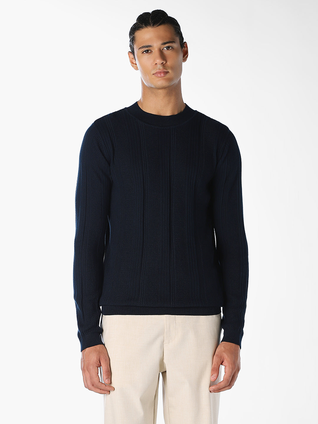 Ribbed Knit Cotton Pullover