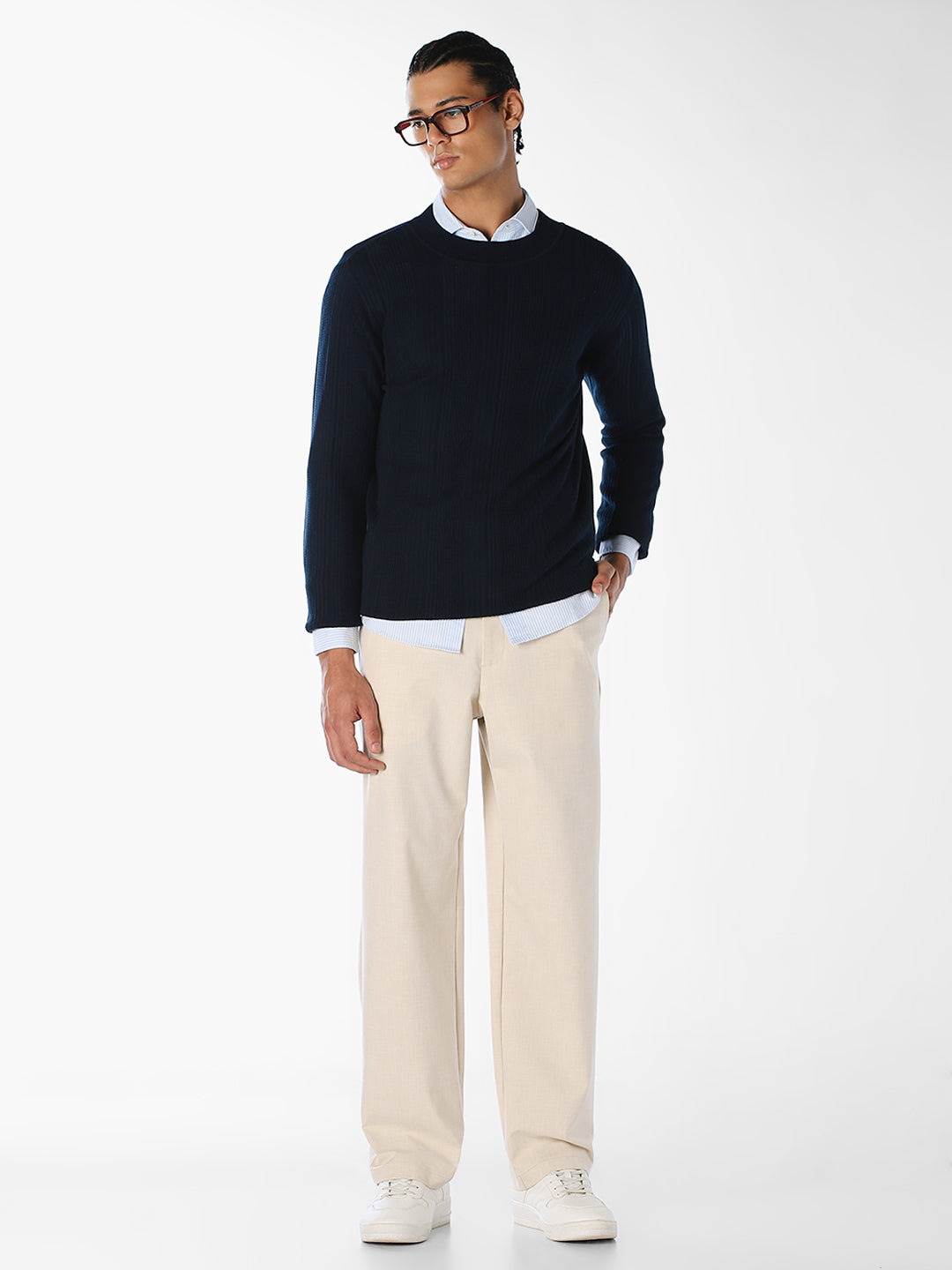 Ribbed Knit Cotton Pullover