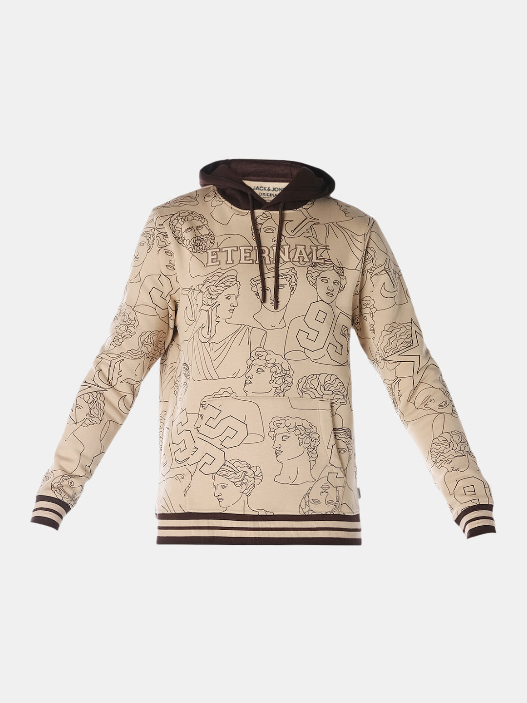 Beige Printed Hoodie