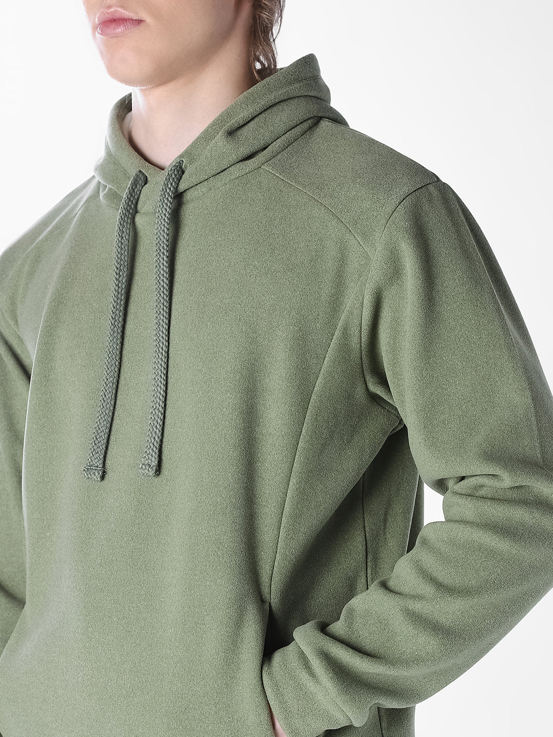 Green Solid Regular Fit Sweatshirt