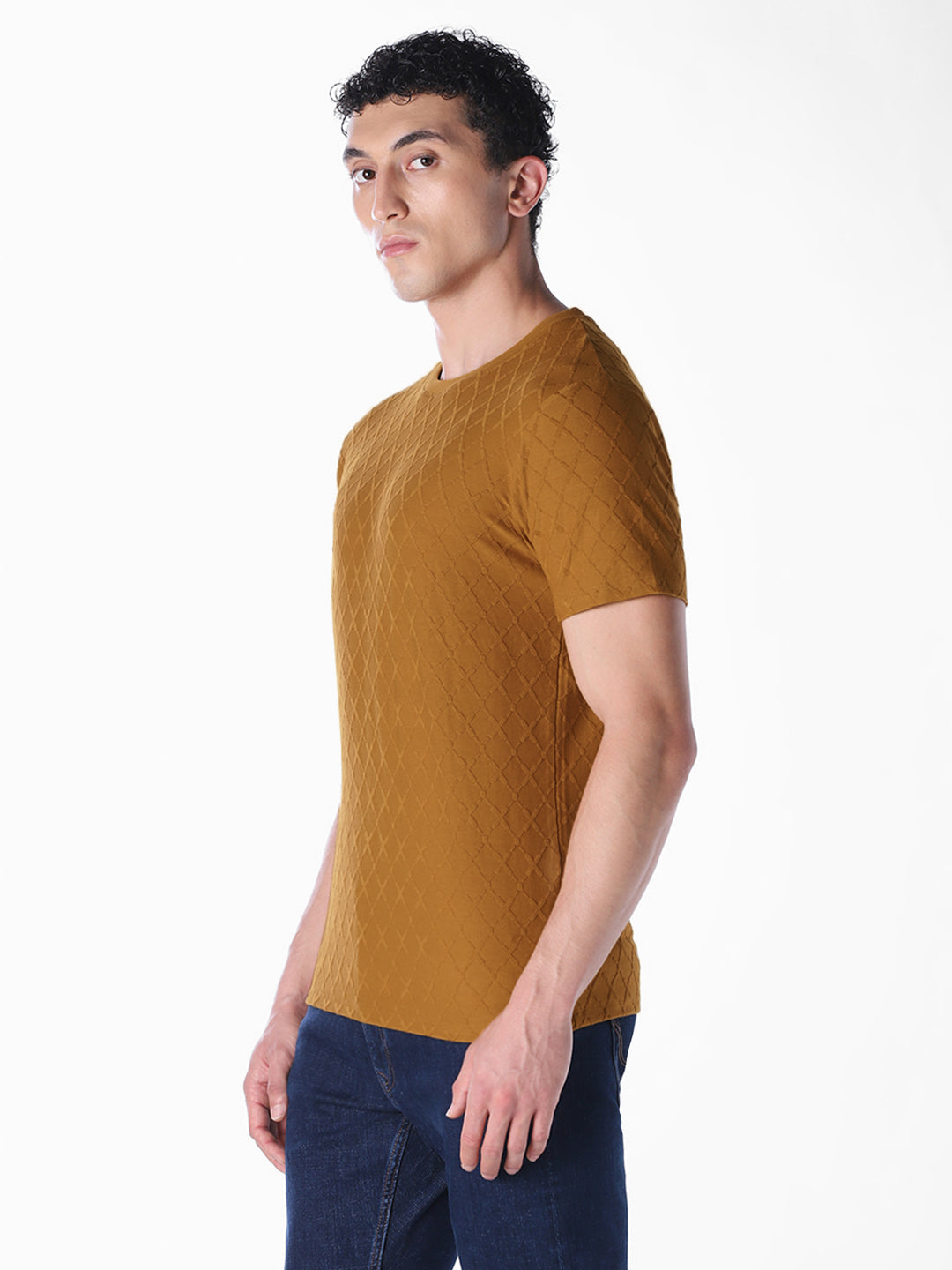 Brown Solid Regular Fit T-shirt