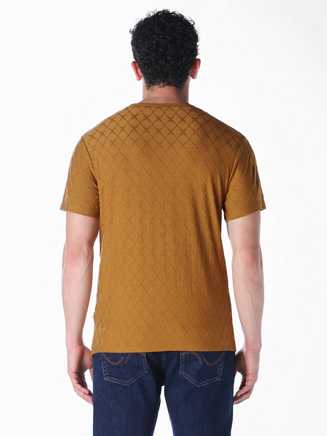 Brown Solid Regular Fit T-shirt