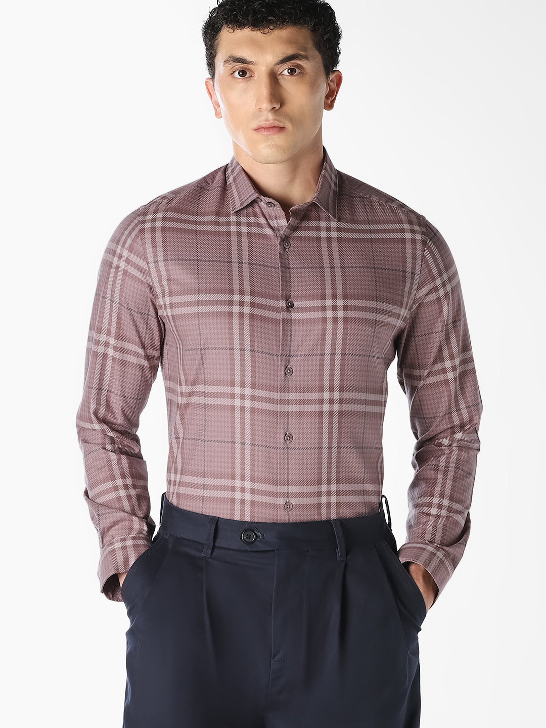 Purple Check Dobby Shirt