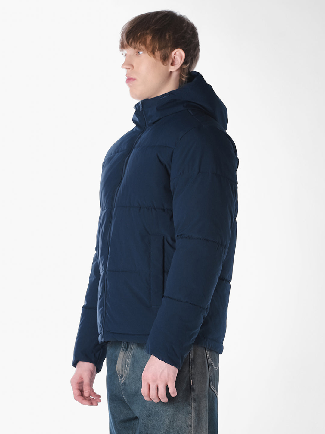 Blue Solid Regular Fit Jacket