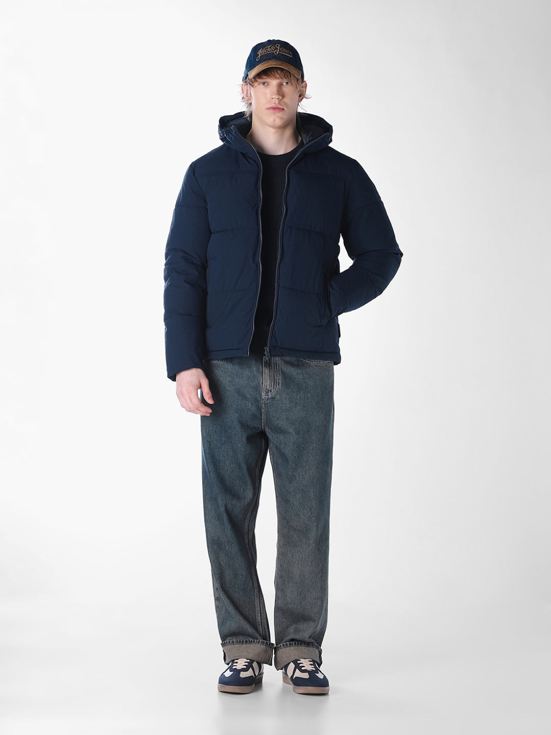 Blue Solid Regular Fit Jacket