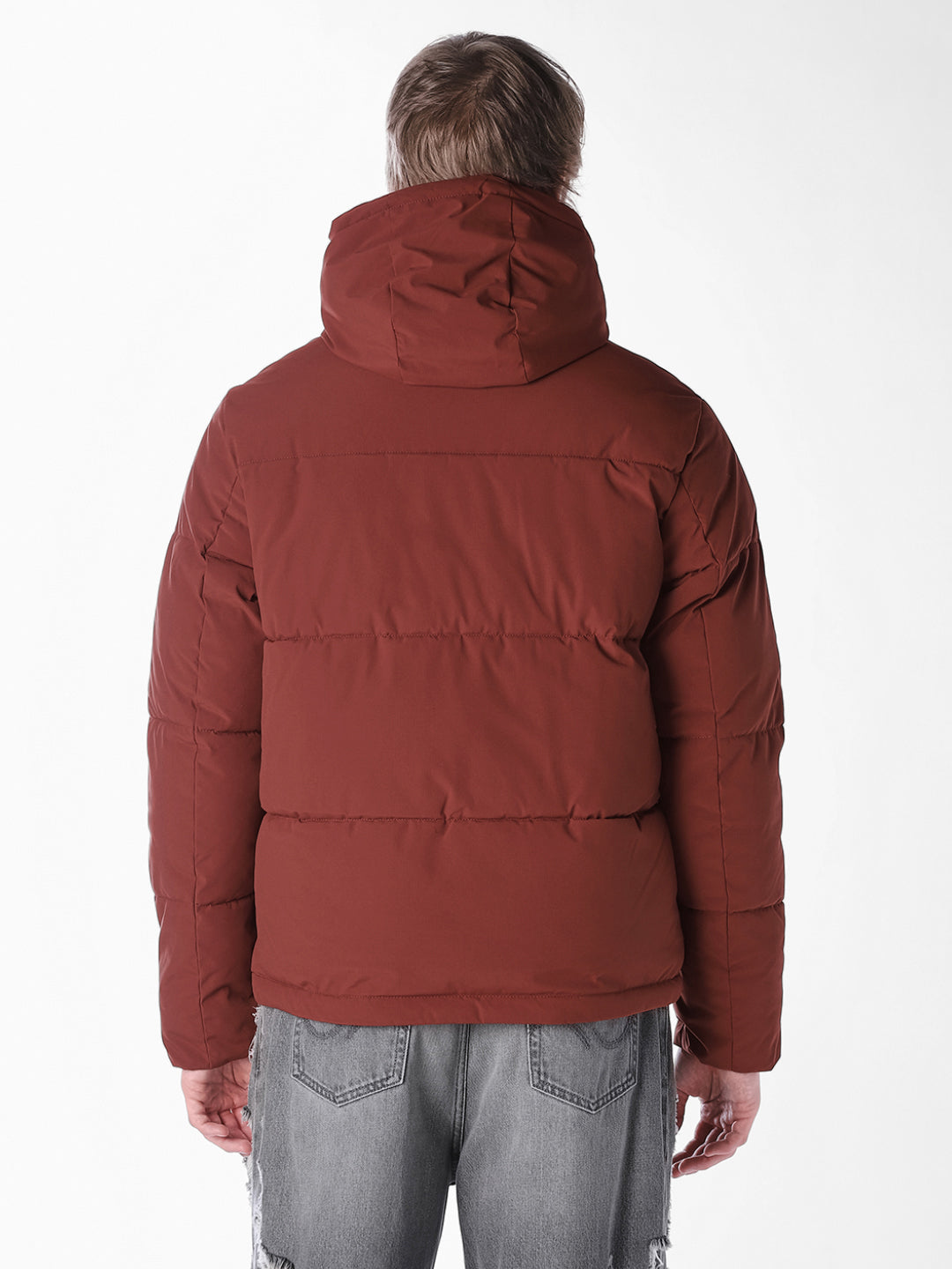 Brown Regular Fit Puffer Jacket