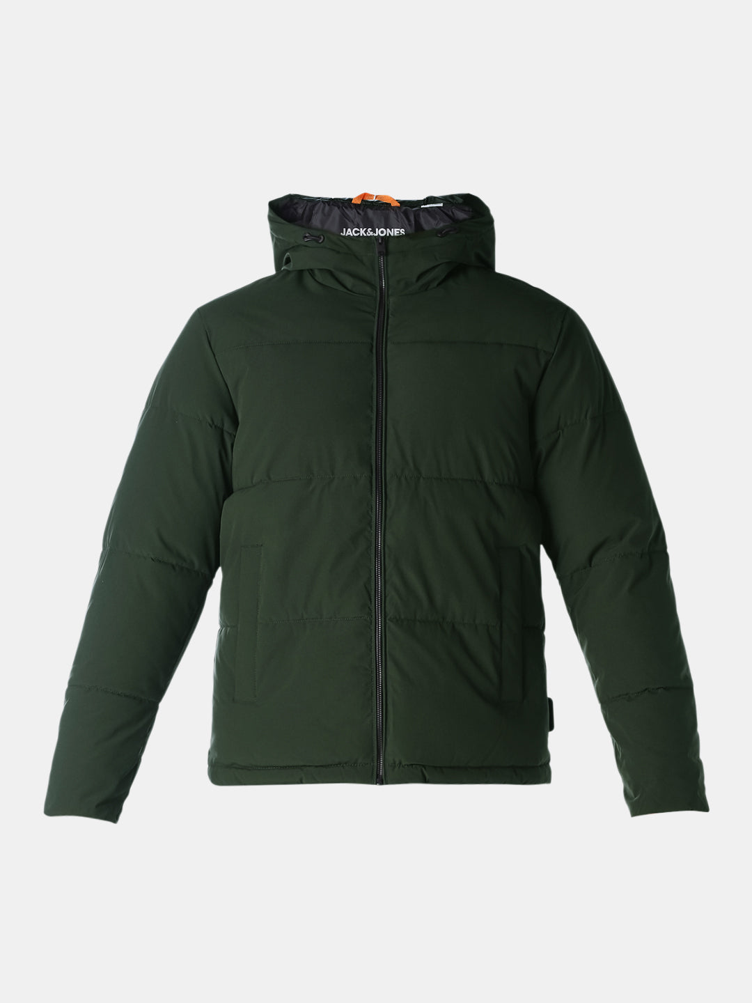 Green Solid Regular Fit Puffer Jacket