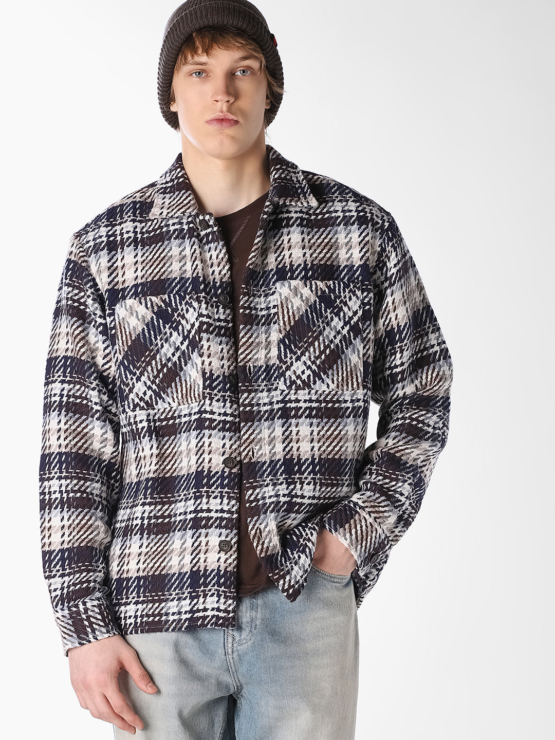 Plaid Twill Overshirt - S