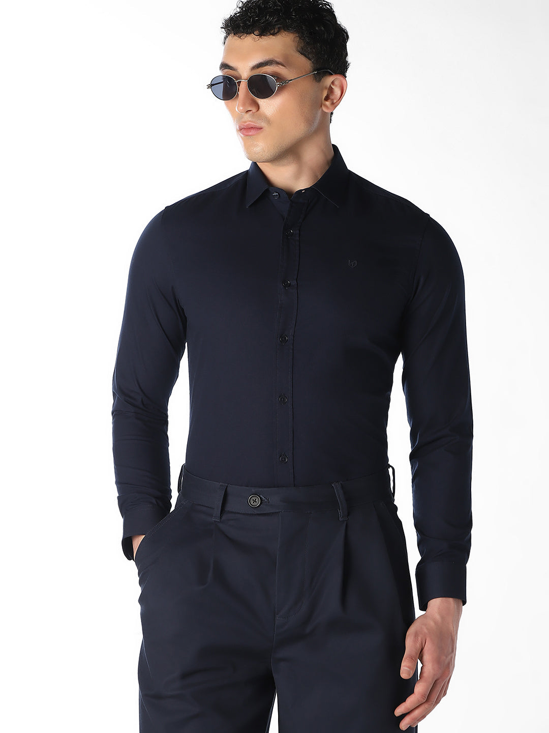 Navy Blue Slim Fit Formal Shirt