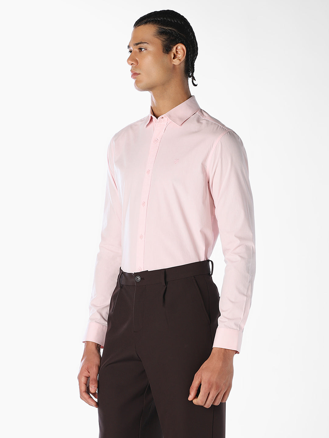 Light Pink Cotton Slim Fit Shirt