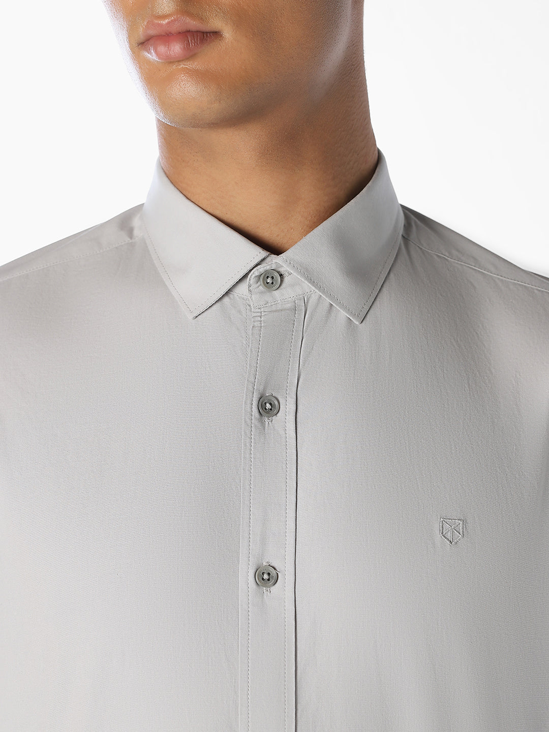 Grey Cotton Slim Fit Shirt