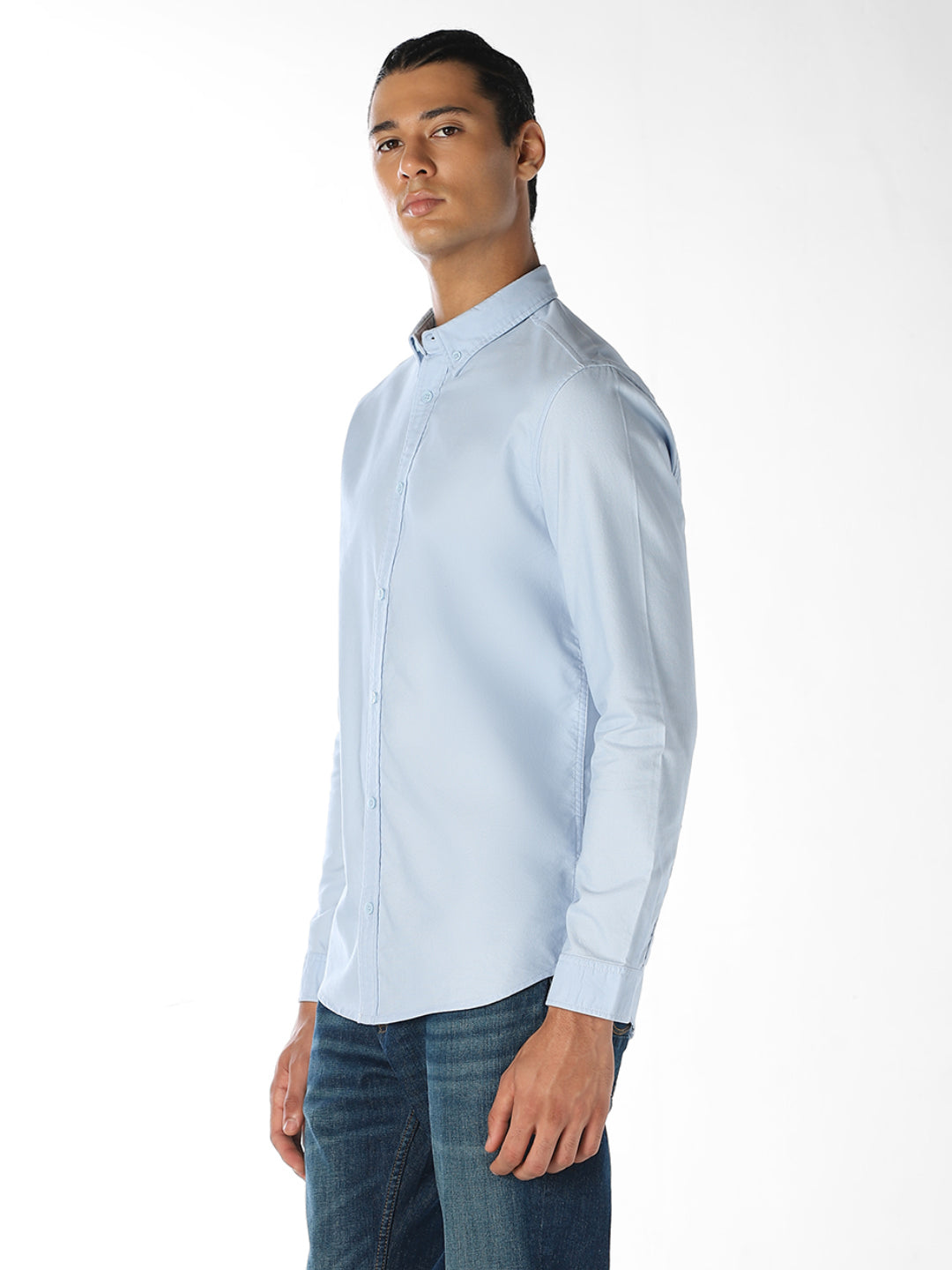 Light Blue Cotton Regular Fit Shirt
