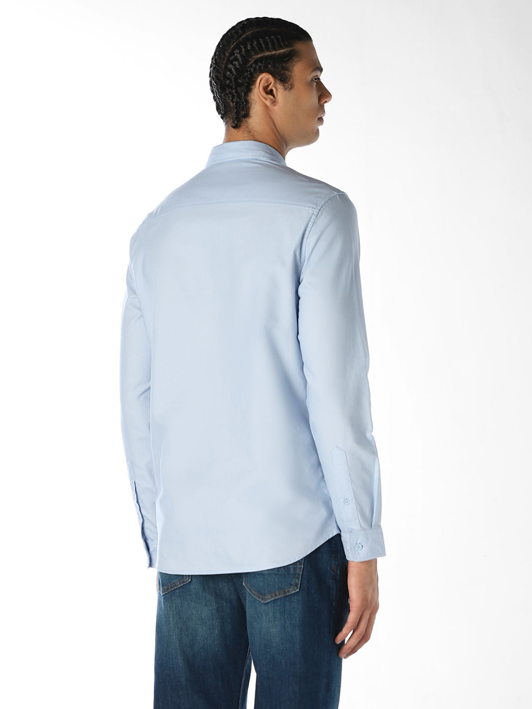 Light Blue Cotton Regular Fit Shirt