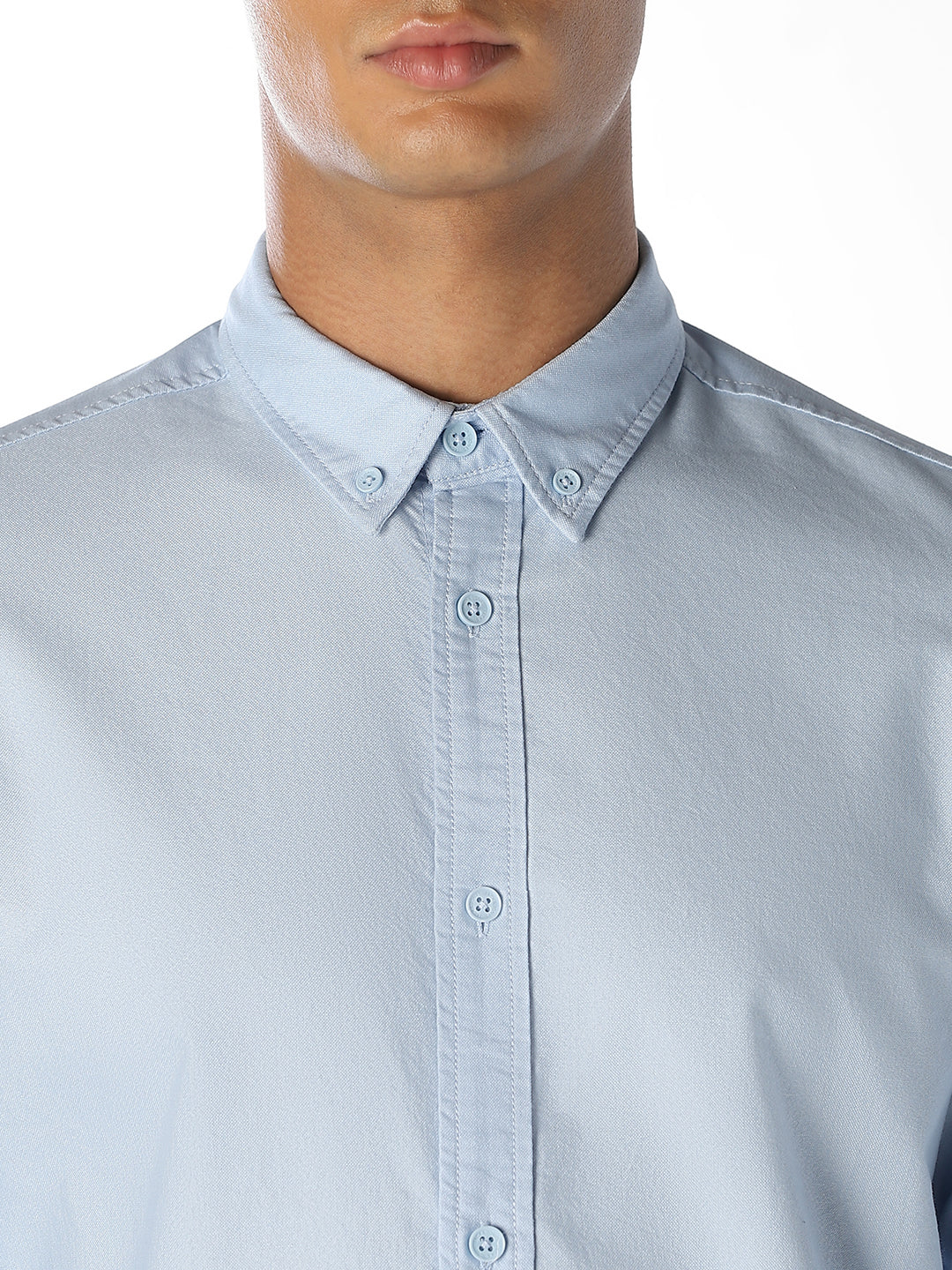 Light Blue Cotton Regular Fit Shirt