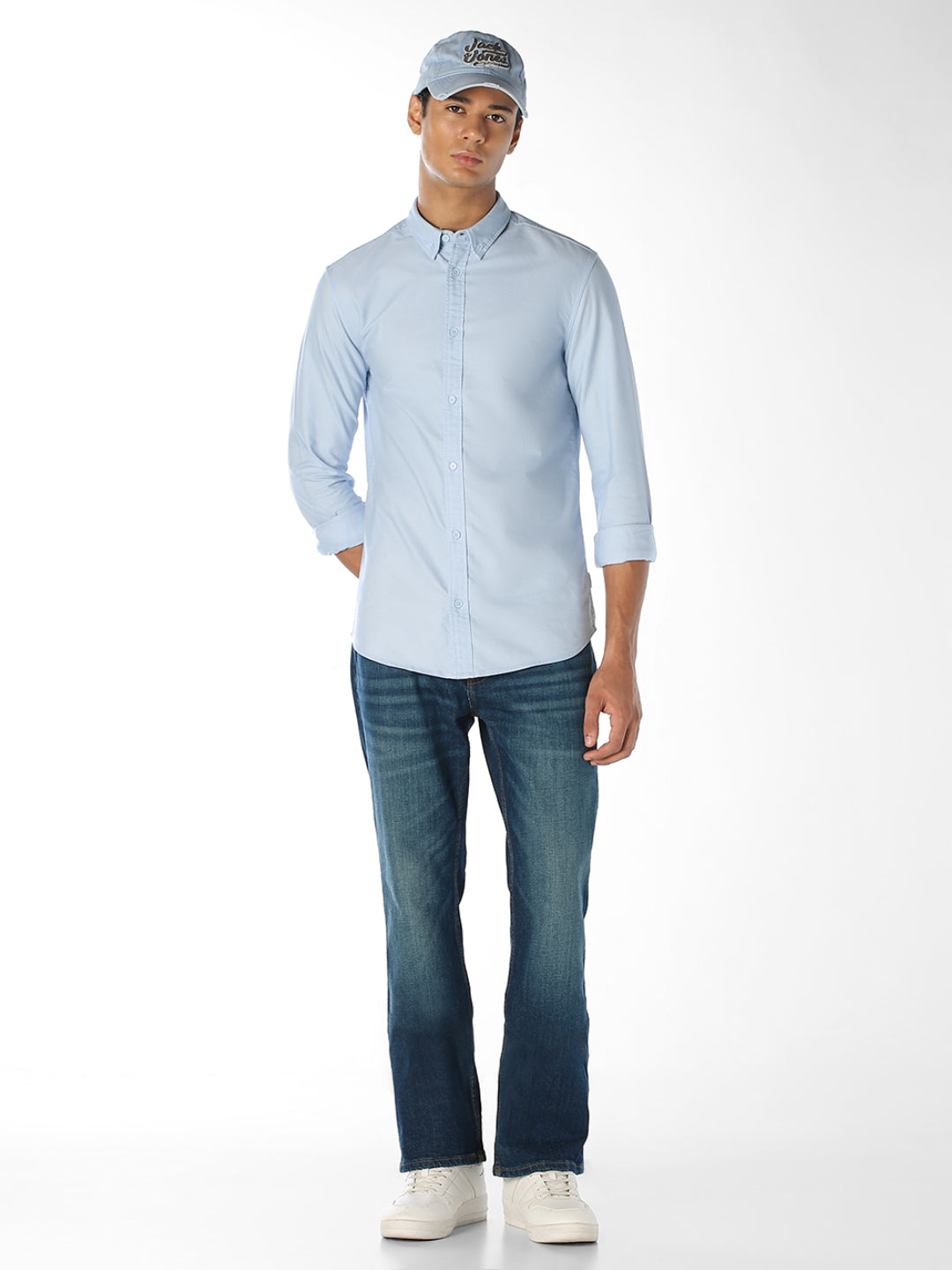 Light Blue Cotton Regular Fit Shirt