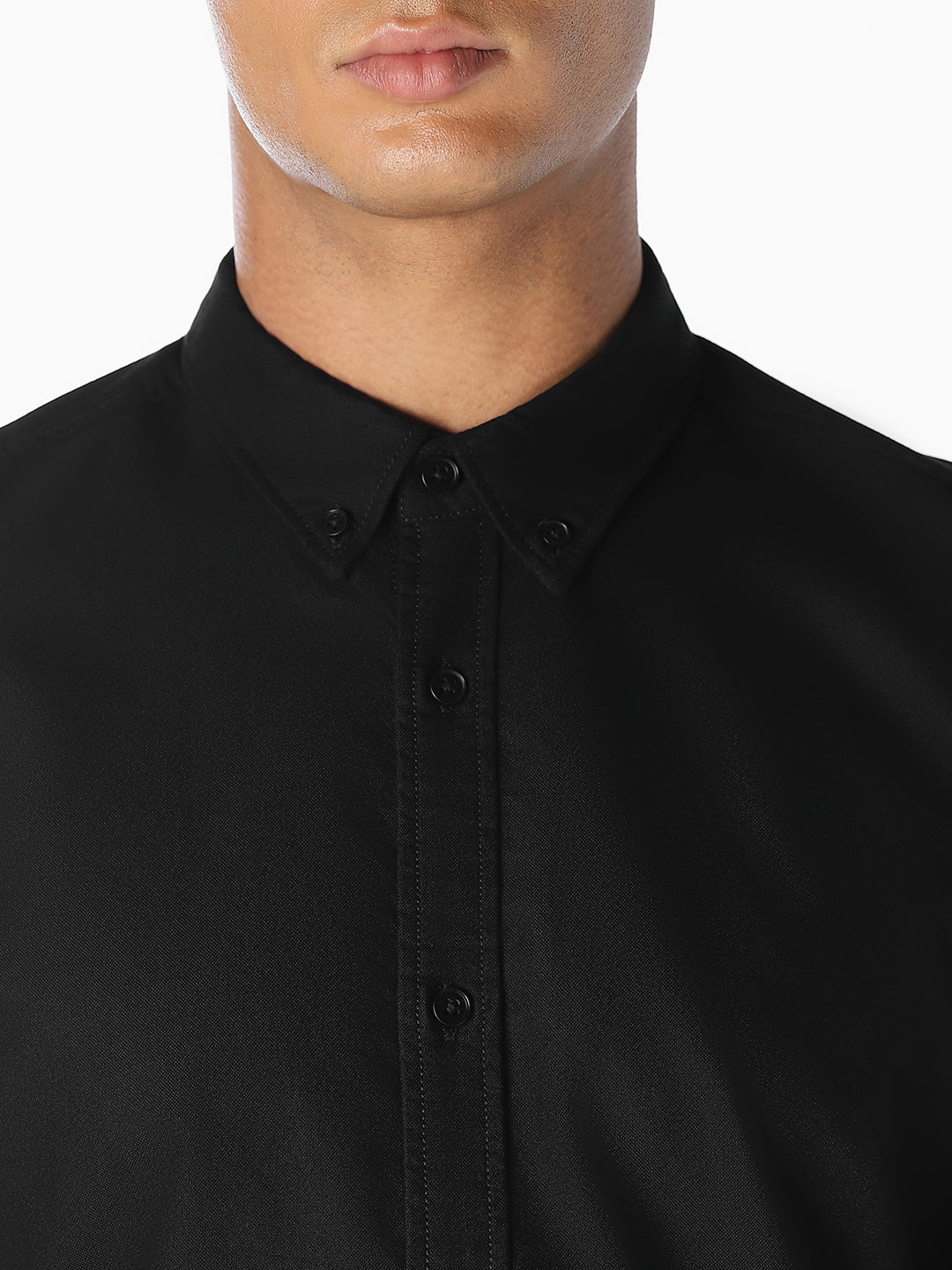 Black Cotton Regular Fit Shirt
