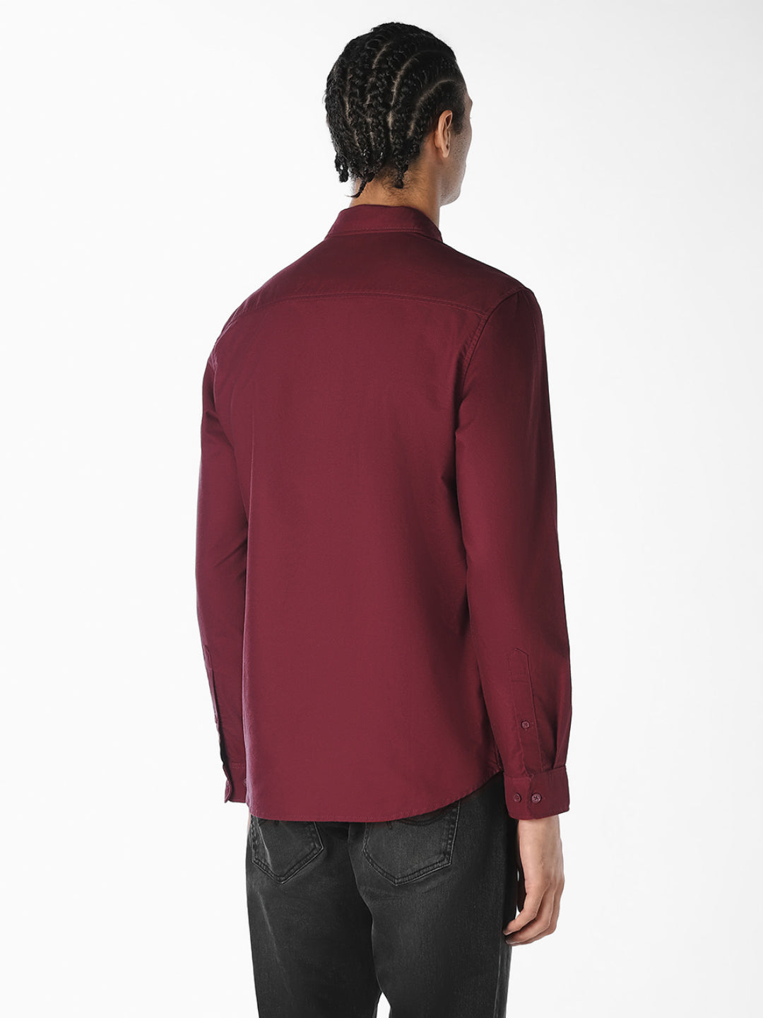 Maroon Cotton Slim Fit Shirt
