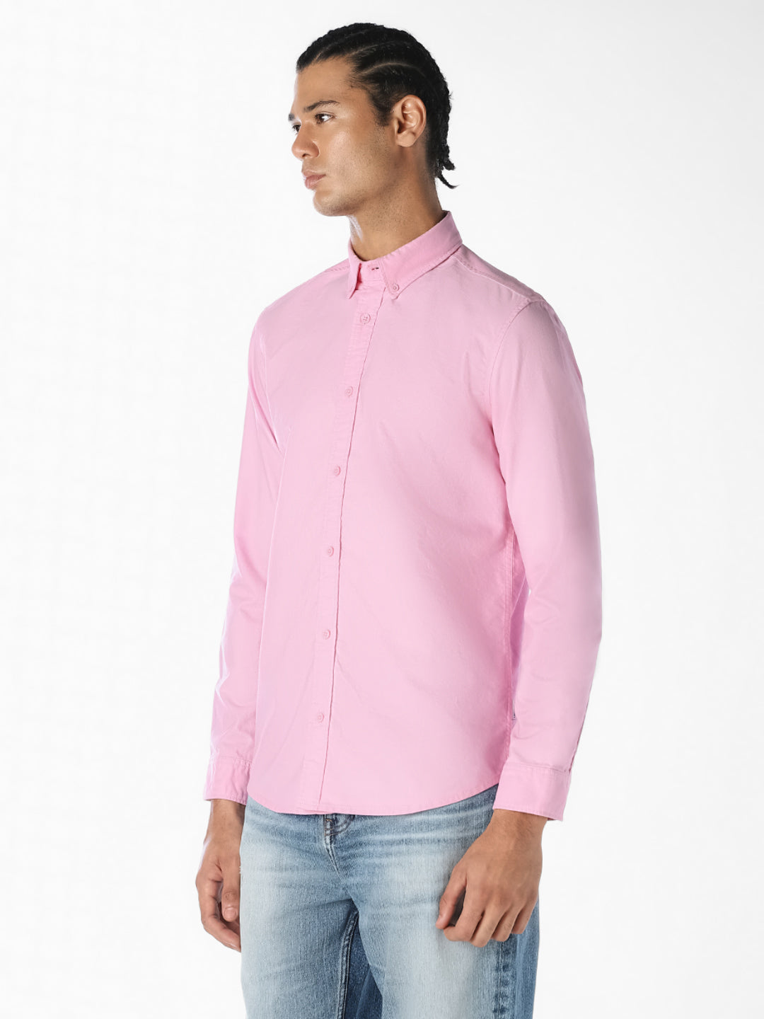 Pink Cotton Slim Fit Shirt