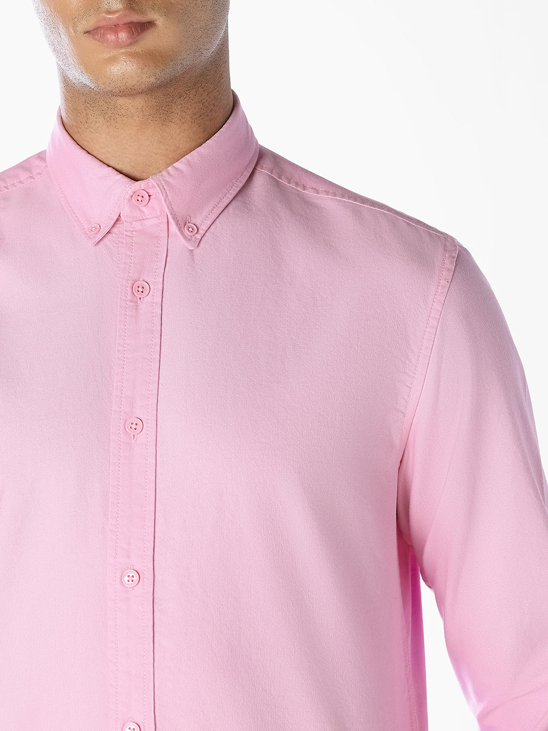 Pink Cotton Slim Fit Shirt
