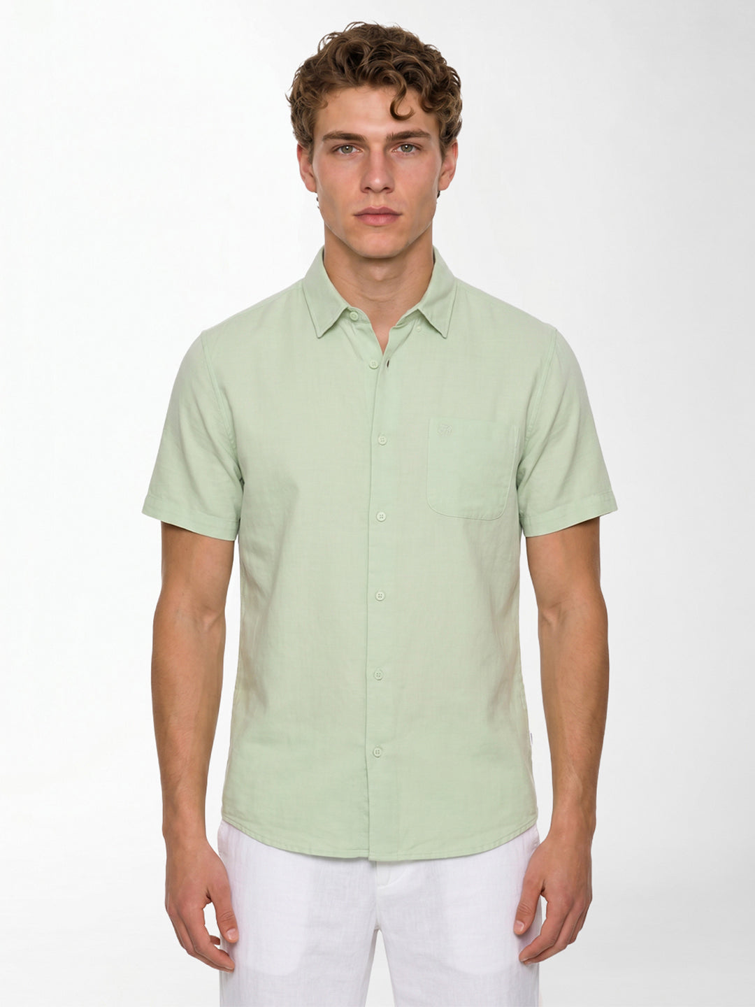 Green Linen Blend Shirt