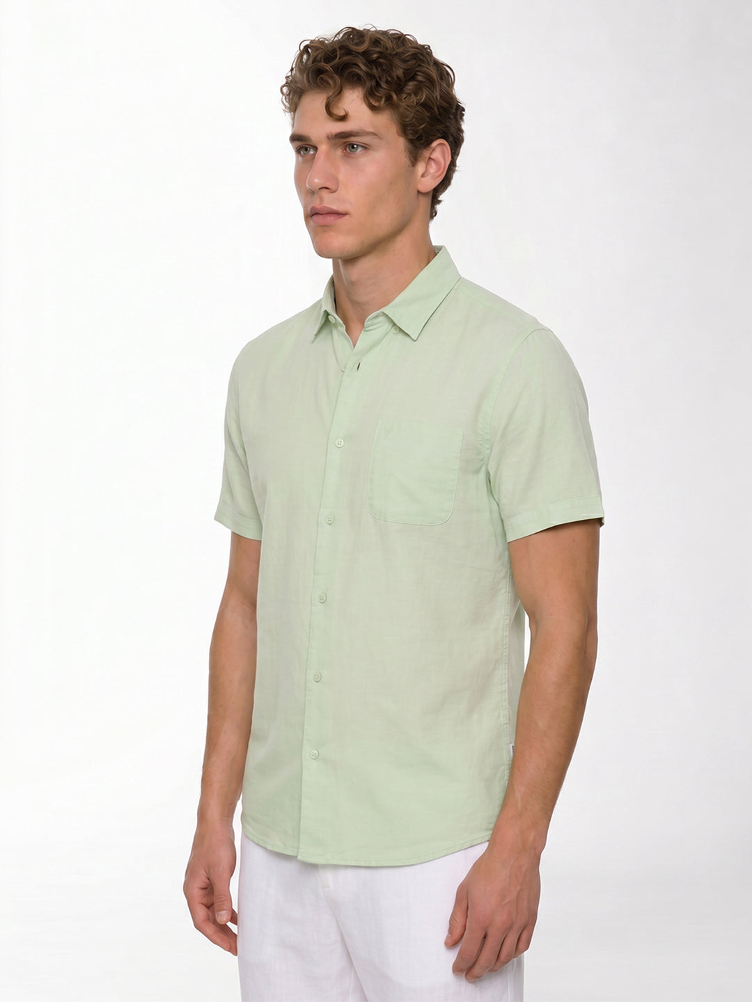 Green Linen Blend Shirt