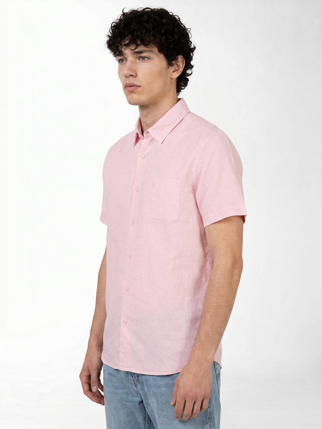 Light Pink Linen Blend Shirt