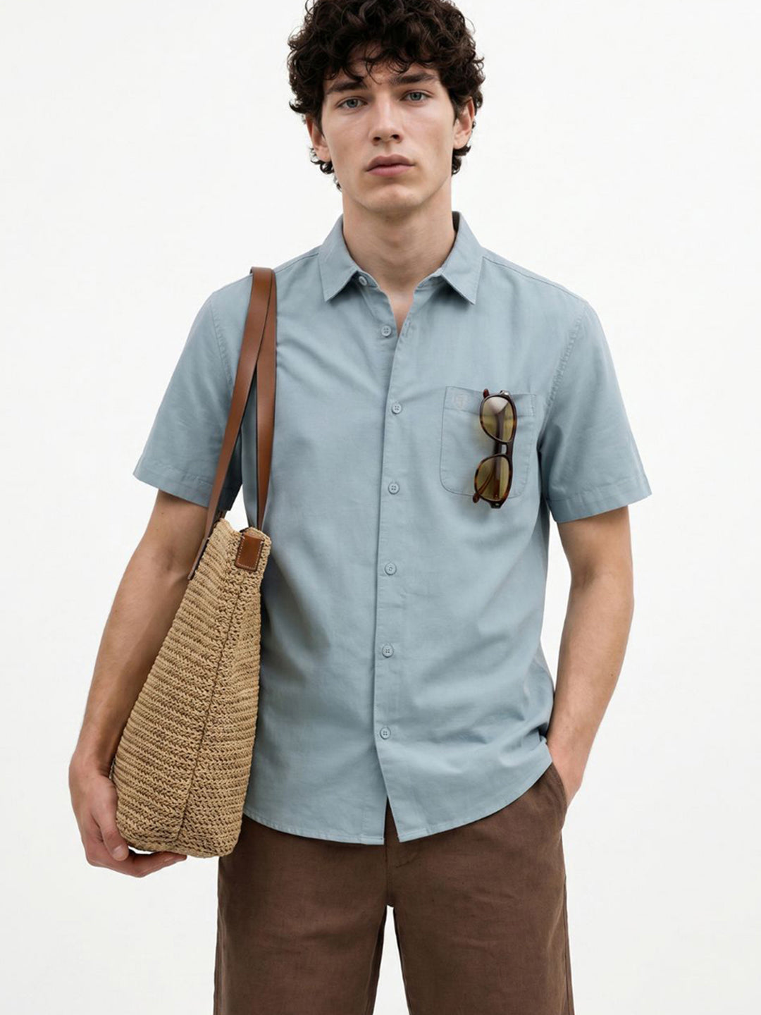 Grey Linen Blend Shirt