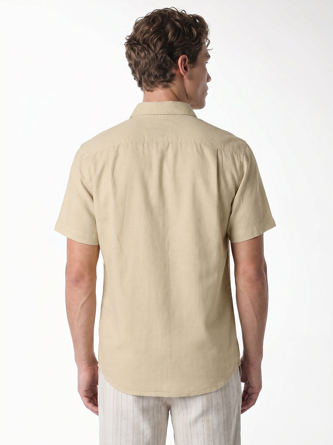 Light Brown Linen Blend Shirt