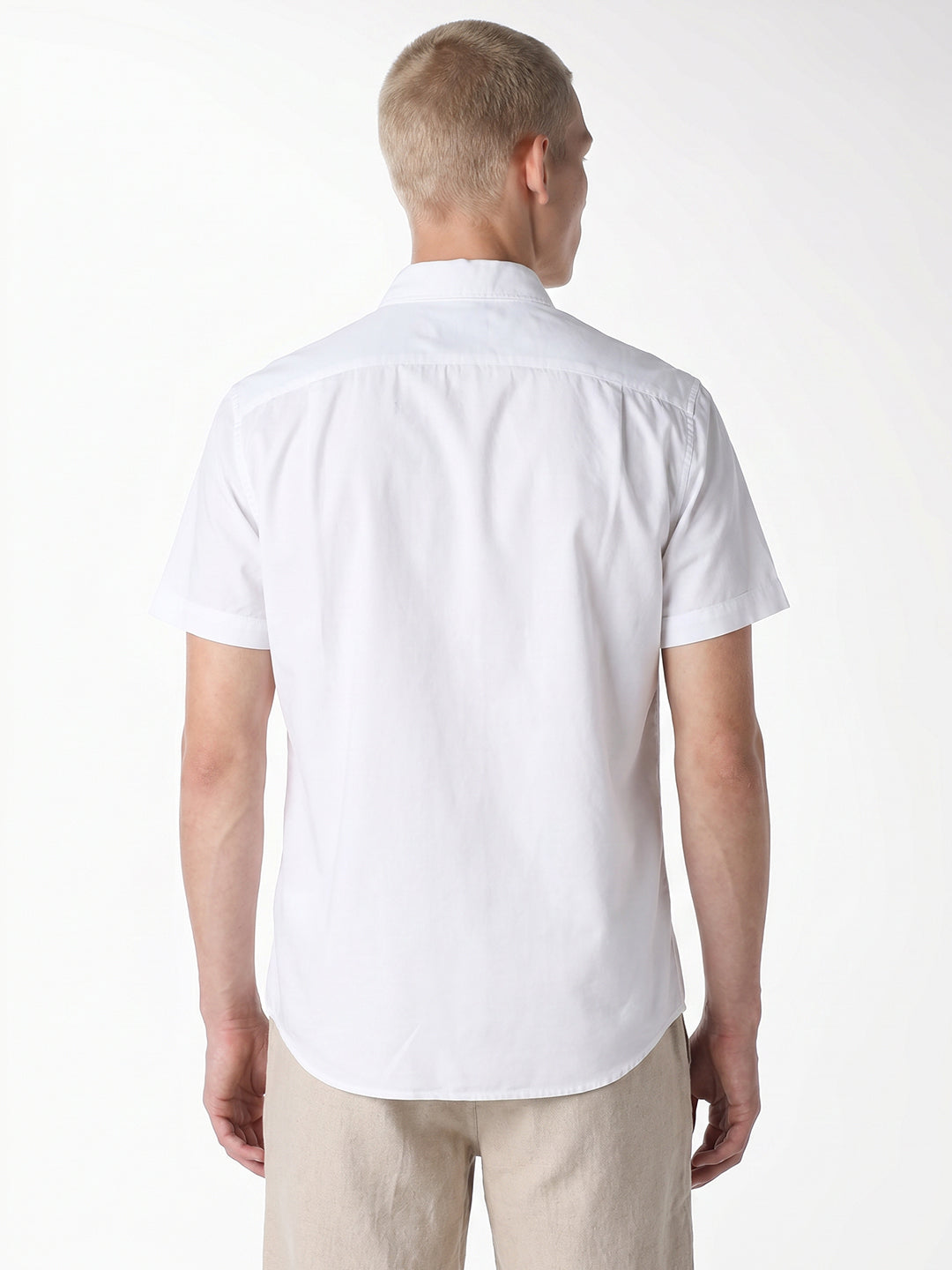 White Linen Blend Shirt