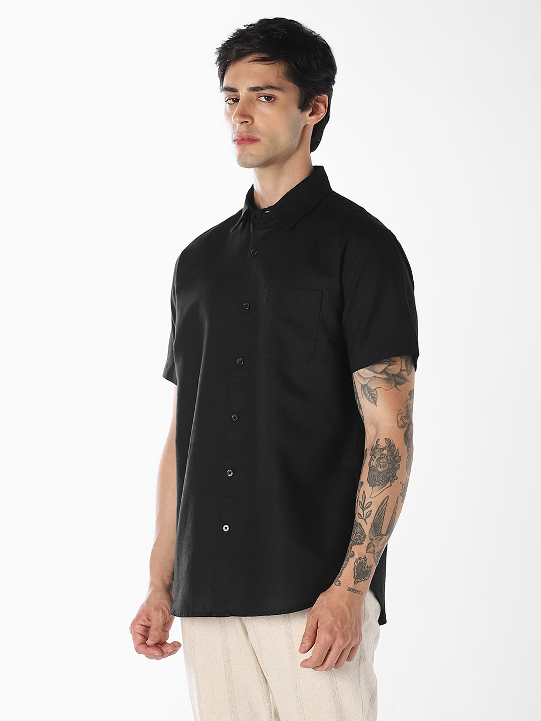 Black Linen Blend Shirt