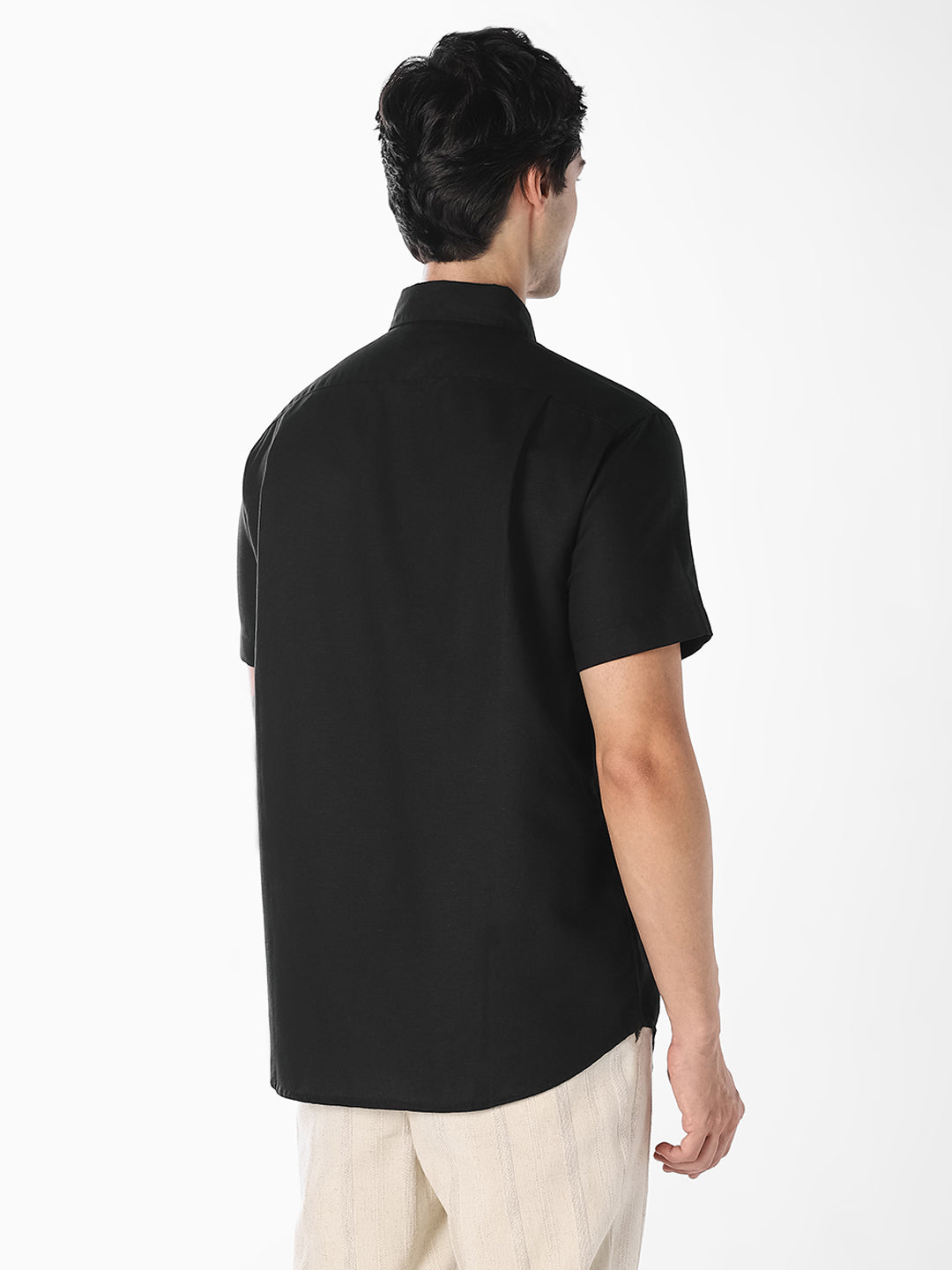 Black Linen Blend Shirt