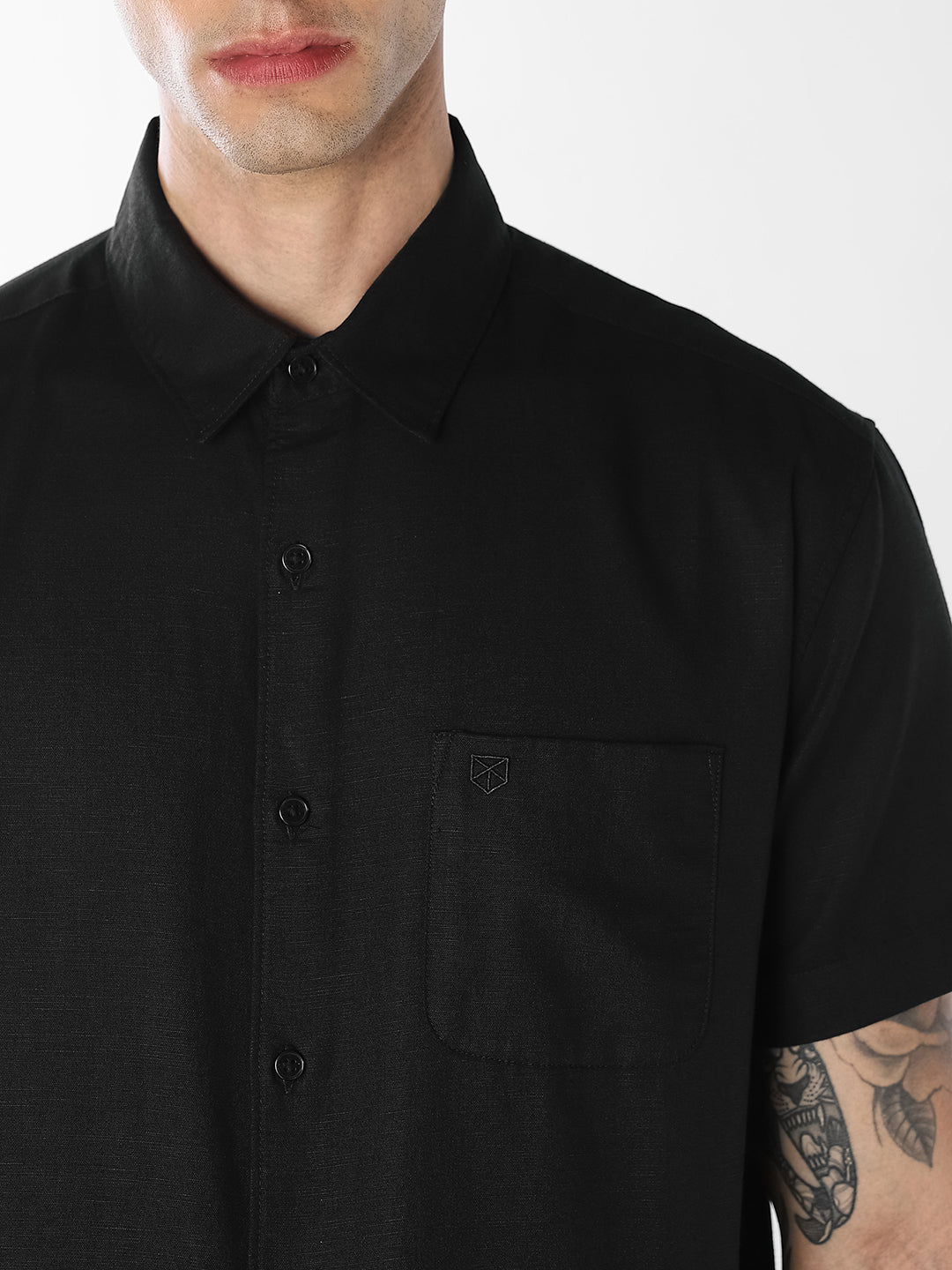 Black Linen Blend Shirt