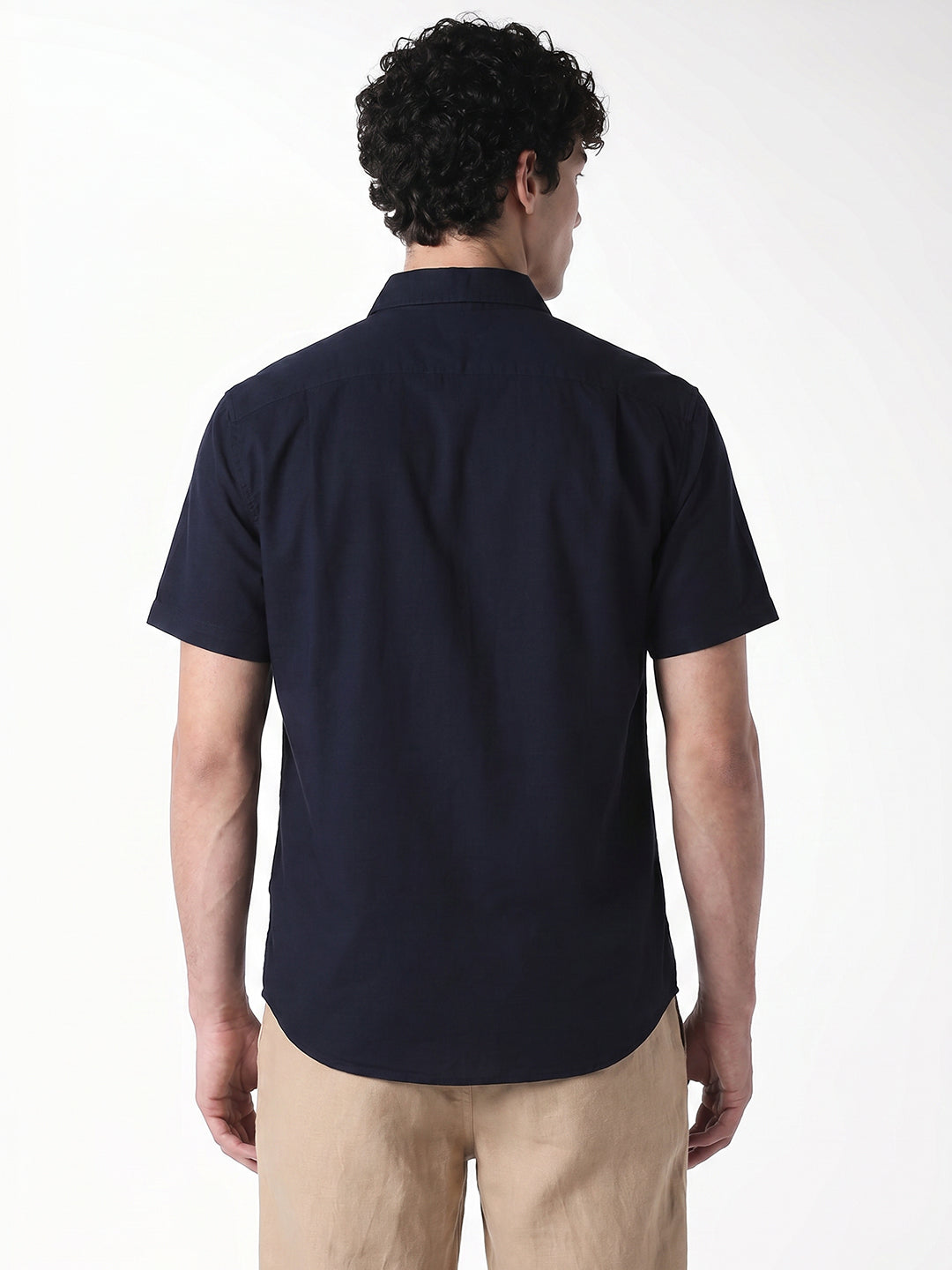 Dark Blue Linen Blend Shirt