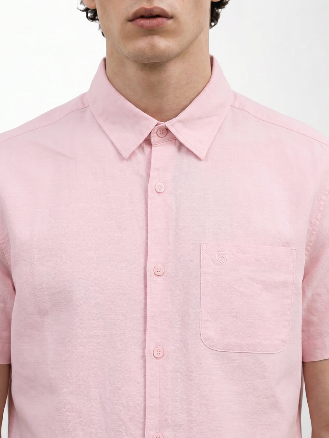 Light Pink Linen Blend Shirt