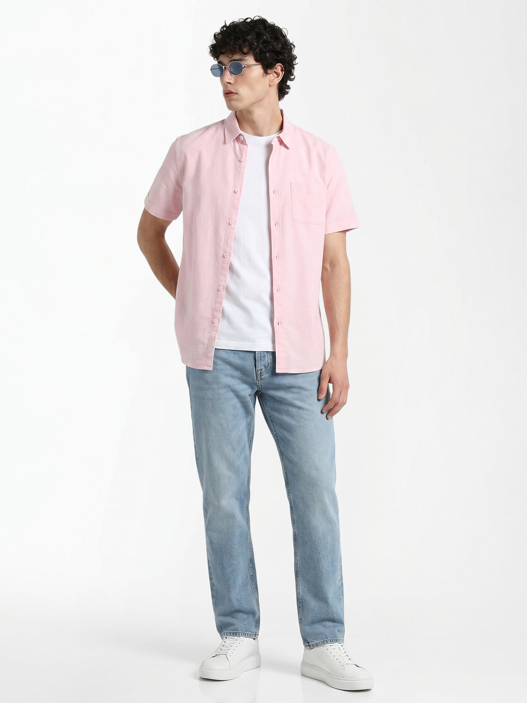 Light Pink Linen Blend Shirt