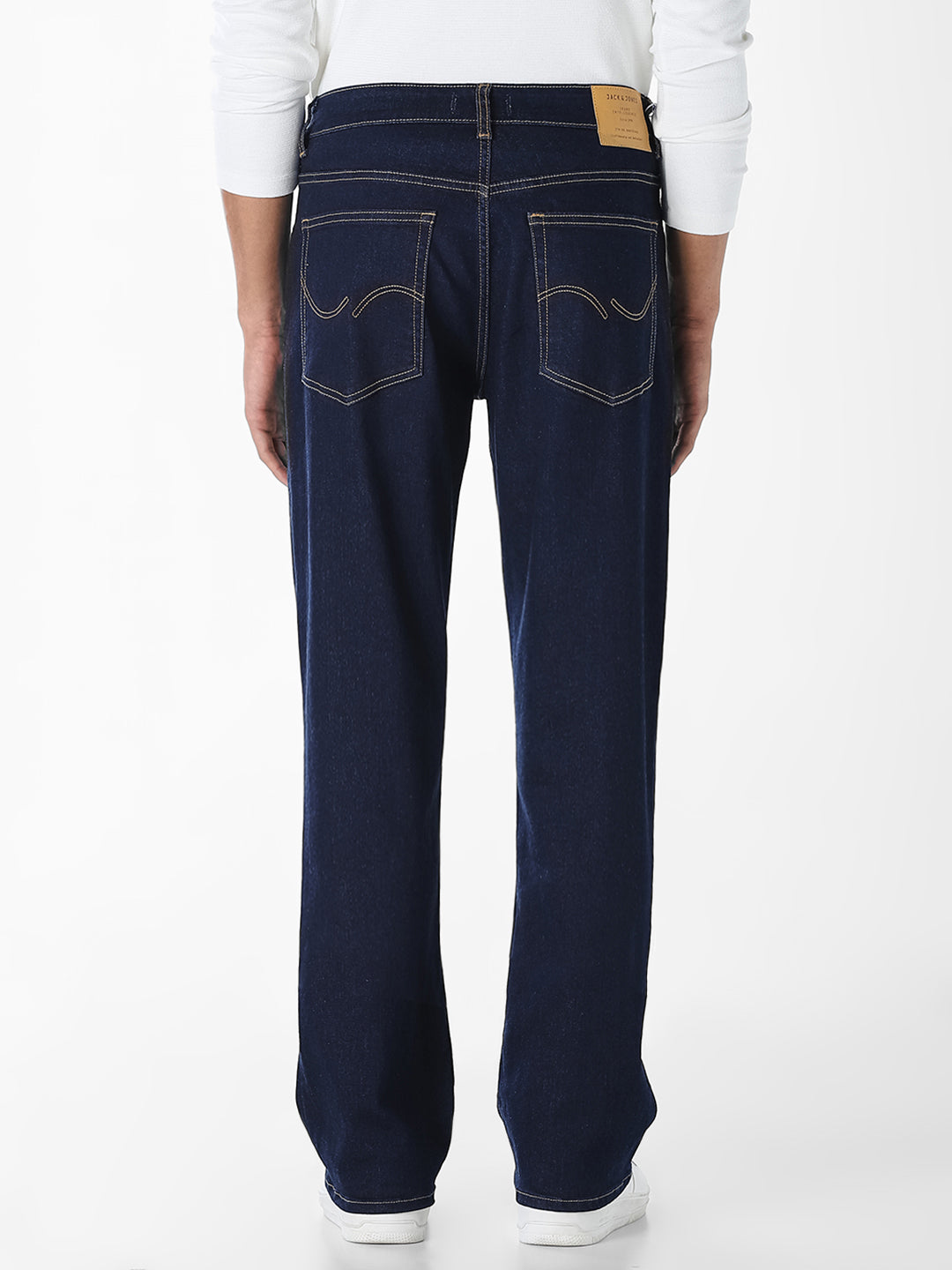 Dark Blue Contrast Stitch Bootcut Jeans