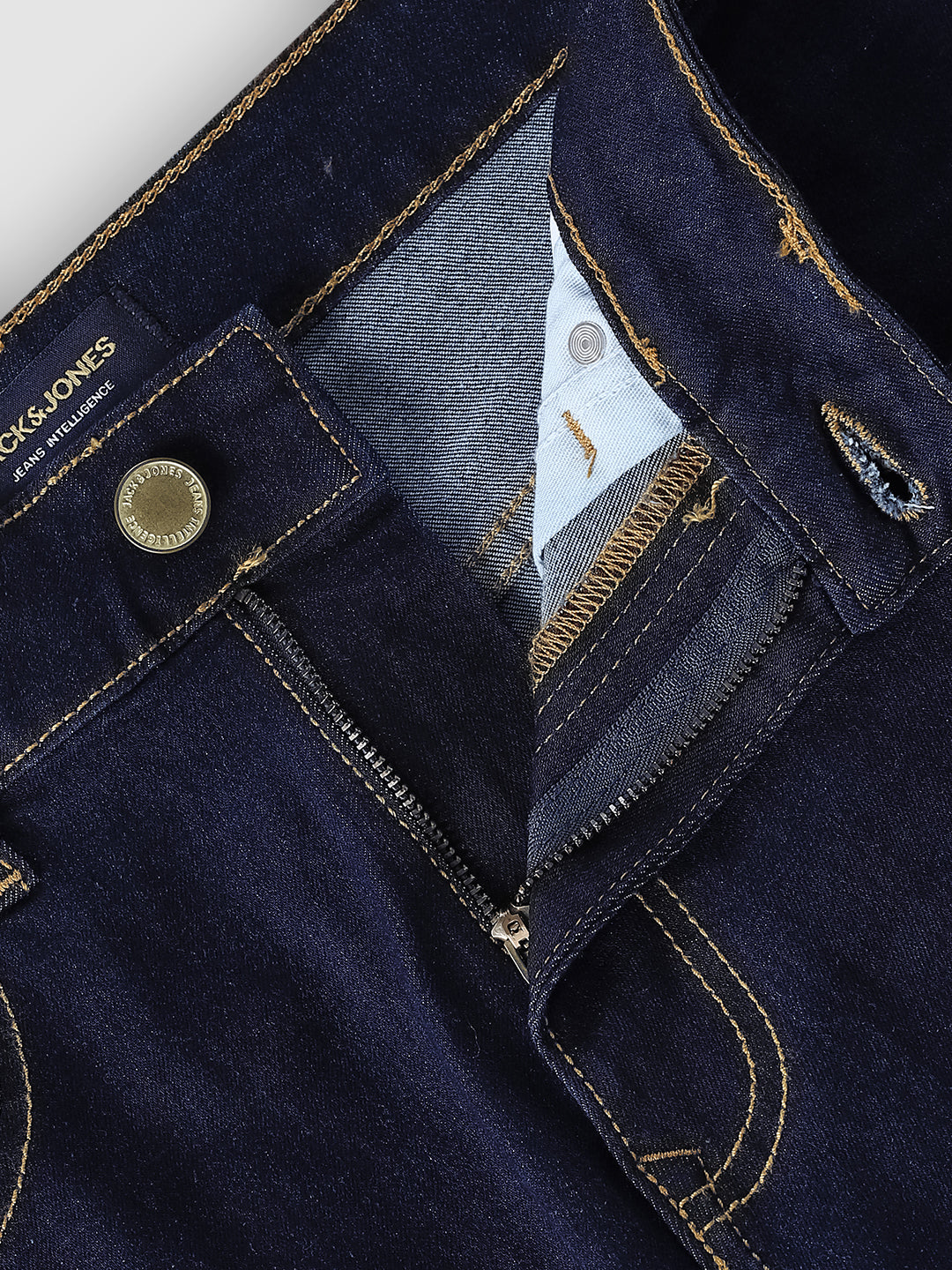 Dark Blue Contrast Stitch Bootcut Jeans