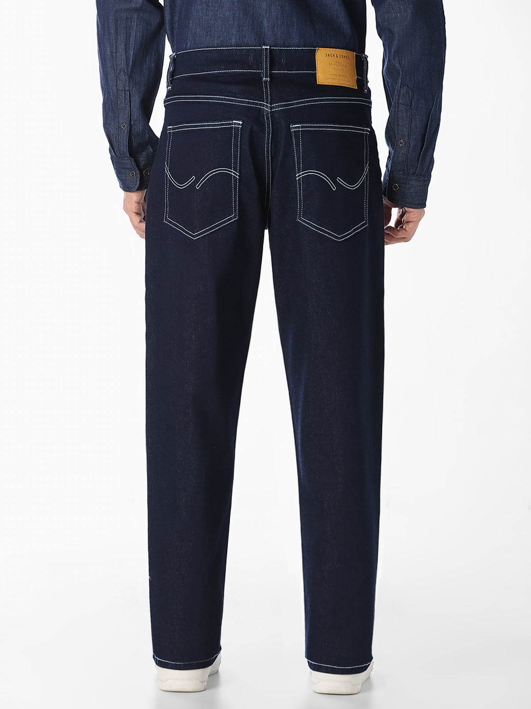 Blue Contrast Stitch Bootcut Jeans