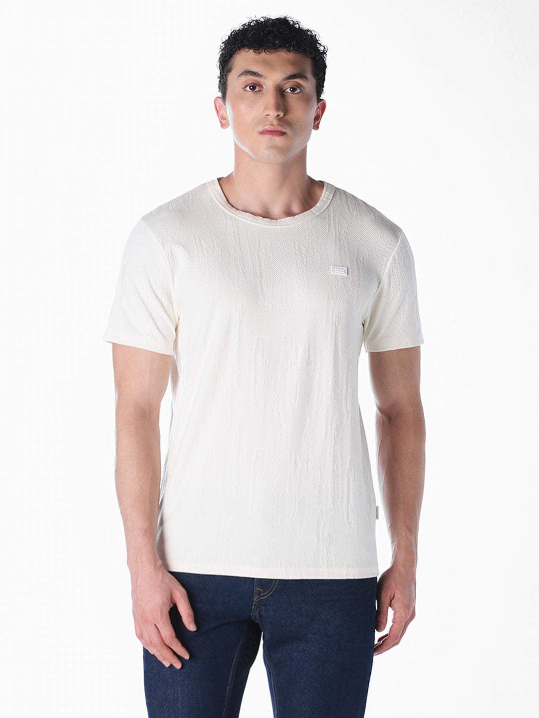 White Solid Regular Fit T-shirt